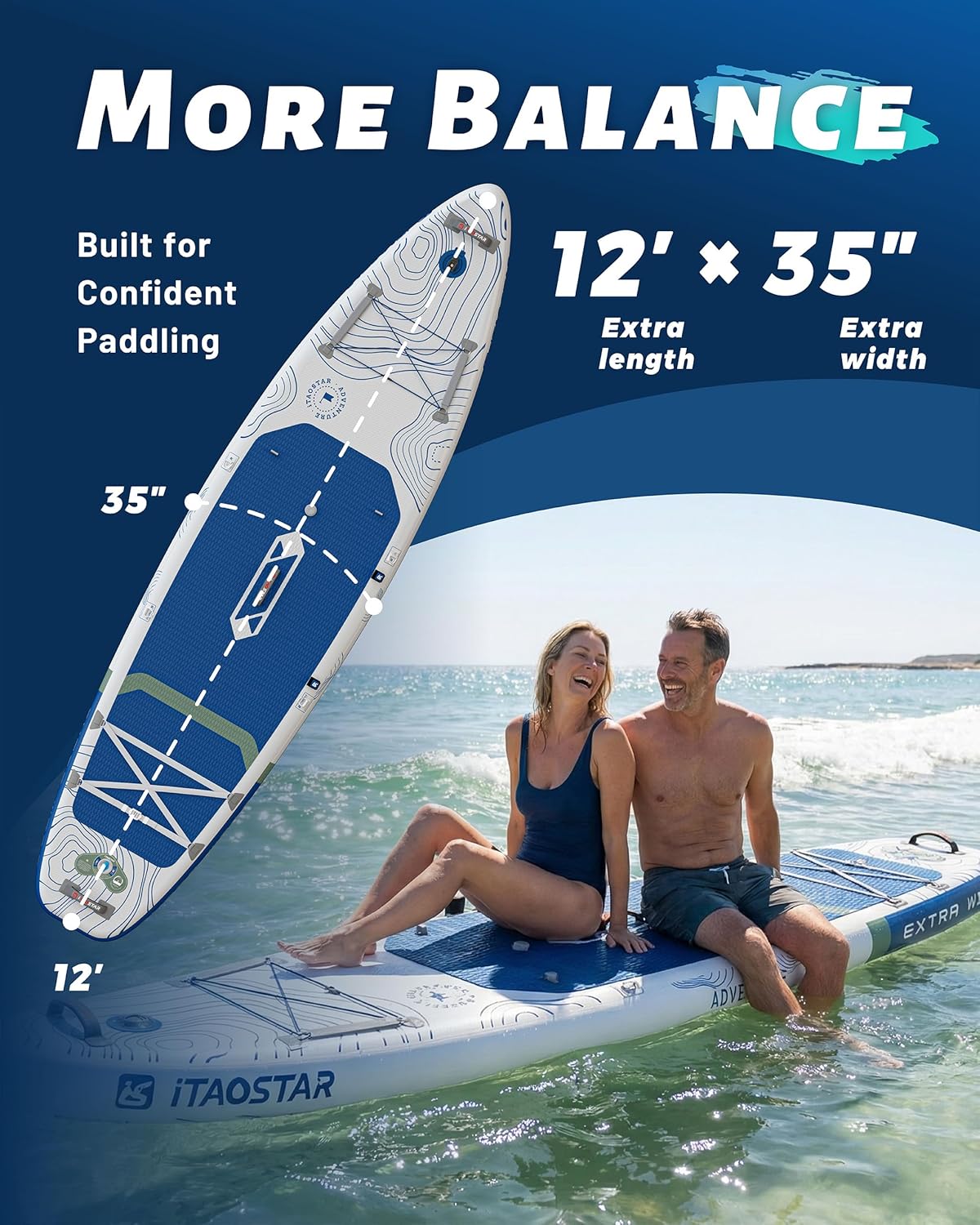 Thumbnail 2 de iTAOSTAR Adventure 12'×35"/39" Extra Wide SUP Board 🏄