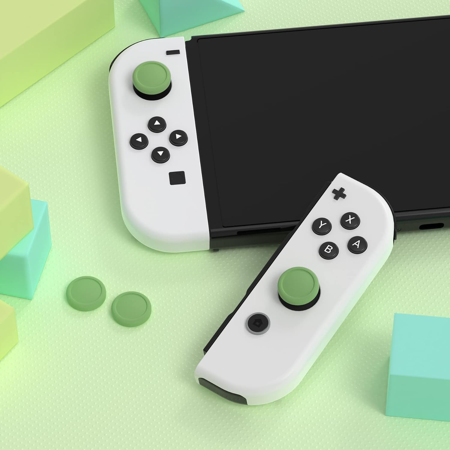 Thumbnail 2 de eXtremeRate PlayVital silicone thumb grip covers for Nintendo Switch Joy-Cons (Matcha Green)