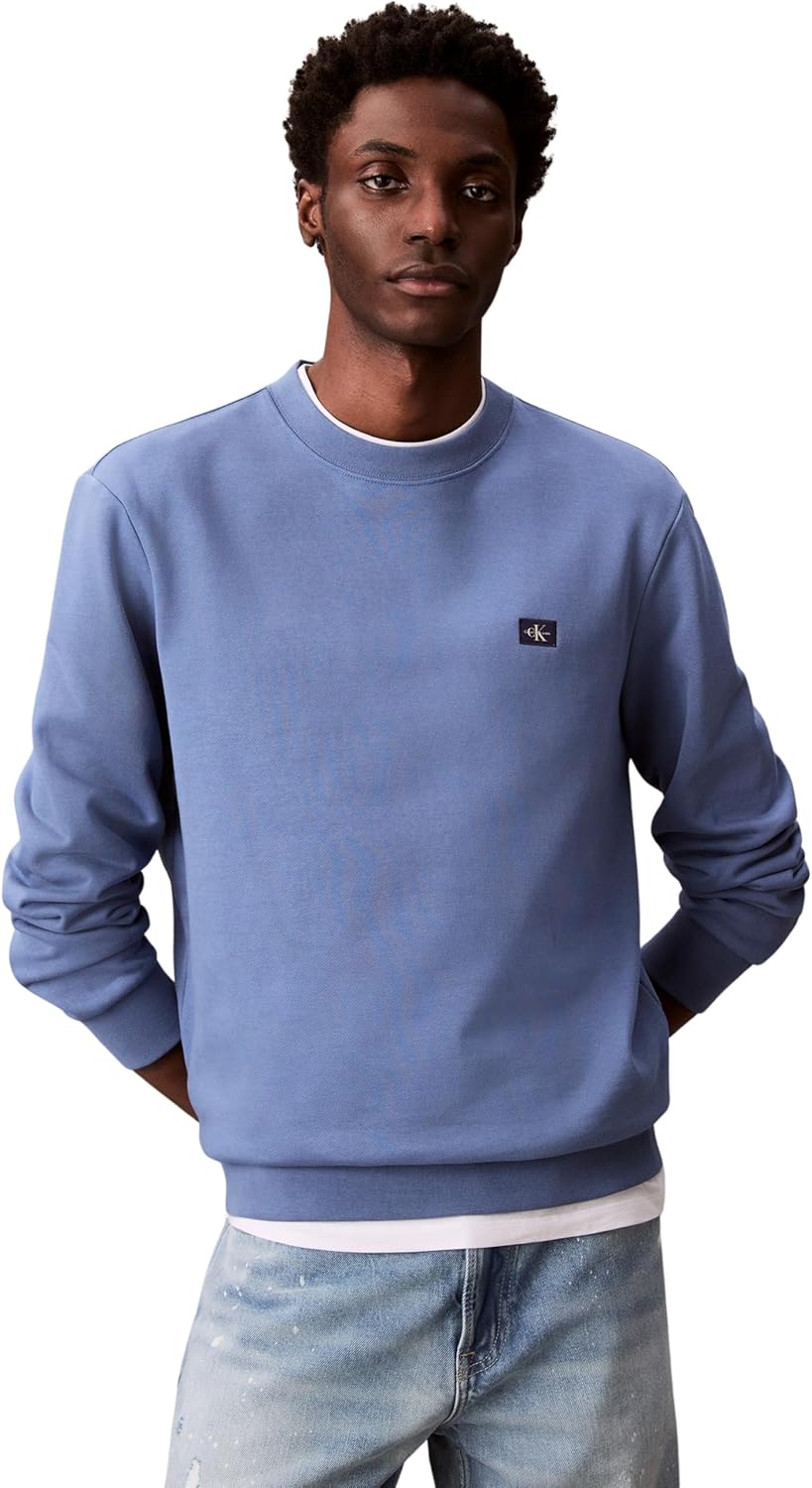 Detalle de Calvin Klein Men’s Round Neck Terry Badge Sweatshirt