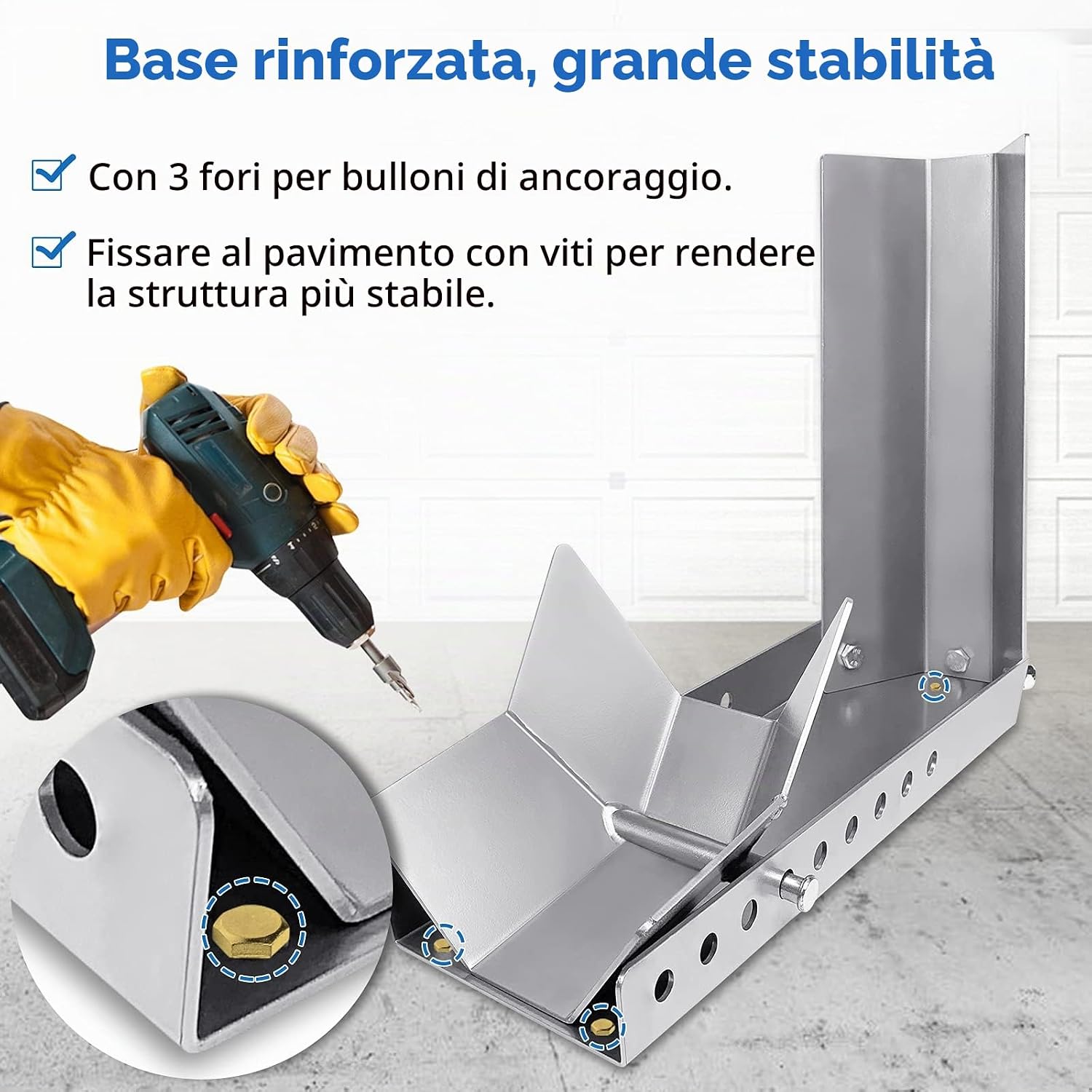 Detalle 2 de YRHome Supporto guida di aiuto per il carico: bilanciere per moto con 3 fori di fissaggio e verniciatura a polvere
