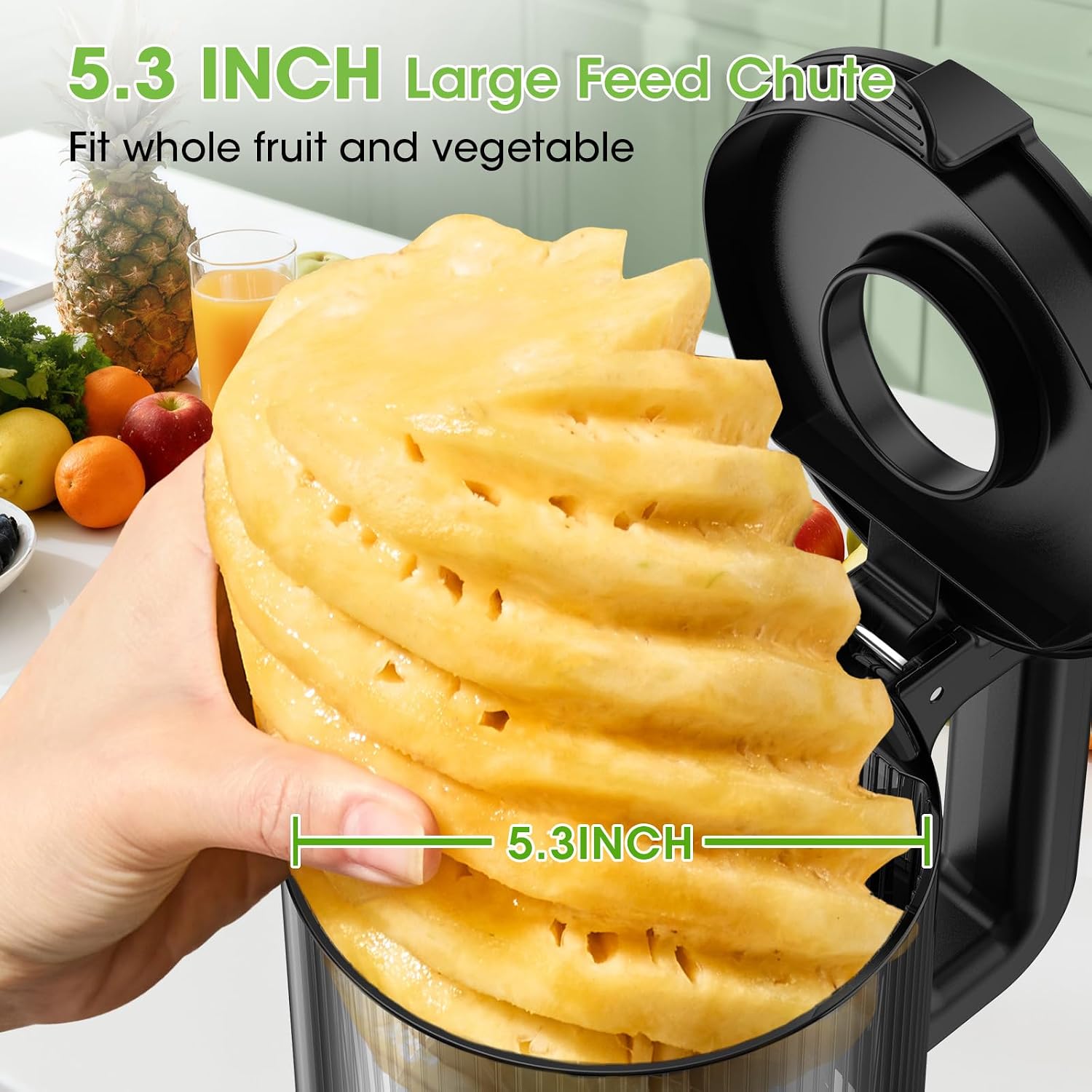 Detalle de SMALLHOO cold press juicer, 5.3-inch chute