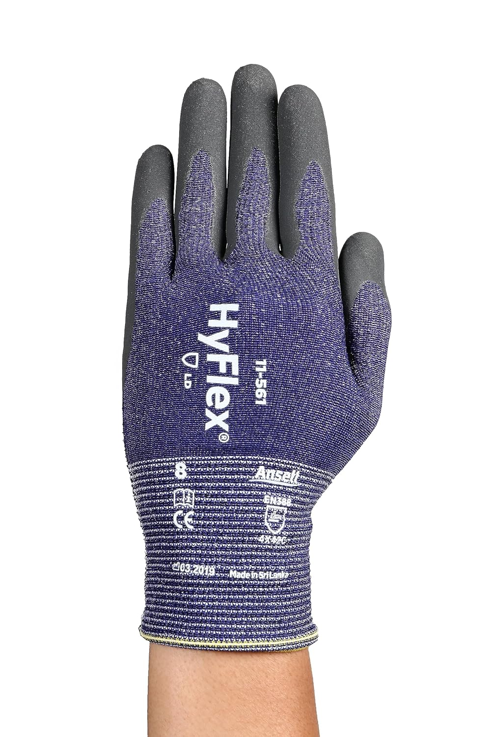 Detalle de Guanti antitaglio Ansell HyFlex 11-561: ultrasottili, nitrile traspiranti, taglia XS