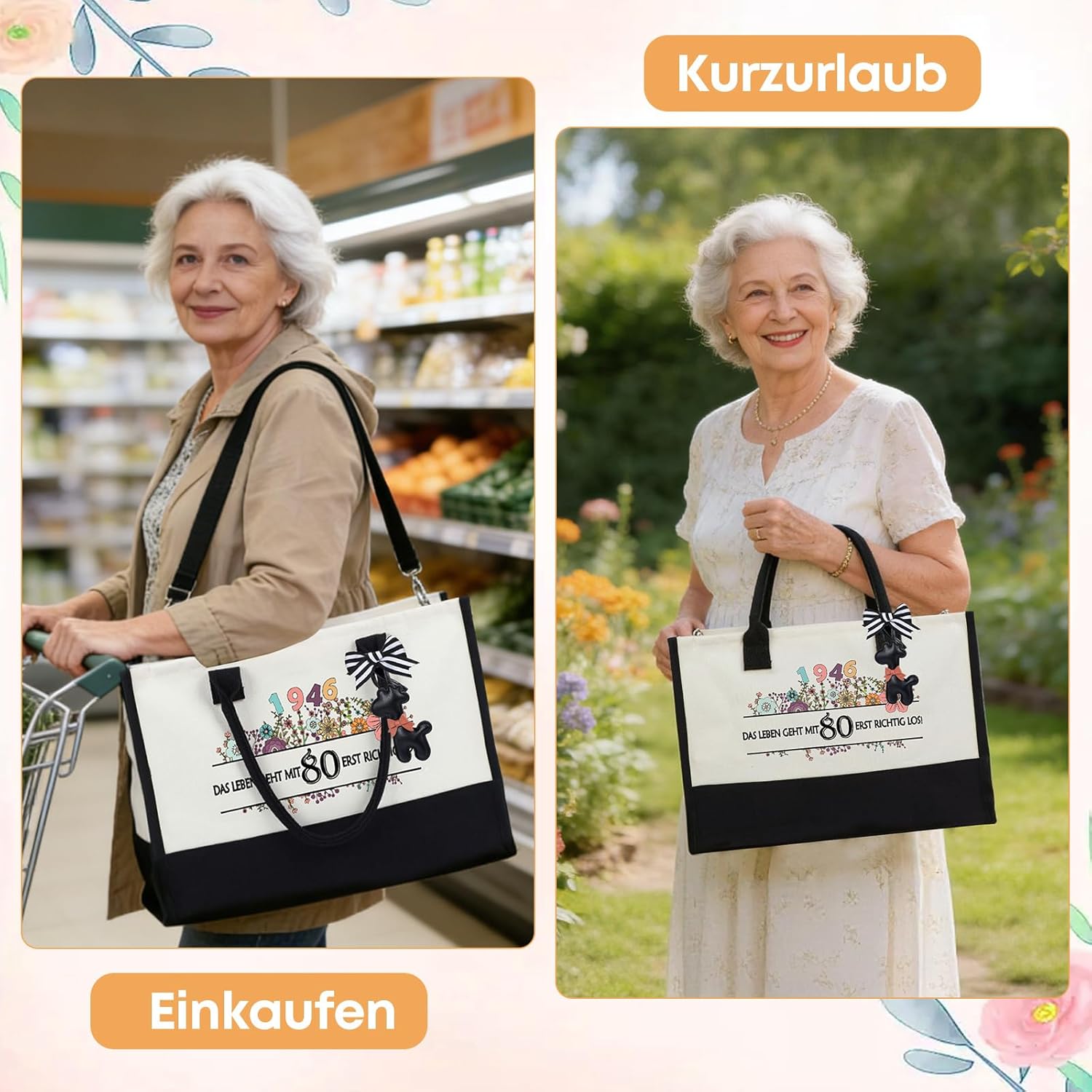 Thumbnail 1 de Seutgjie Geschenkset zum 80. Geburtstag – Vintage Tote Bag, Kosmetiktasche und Glückwunschkarte