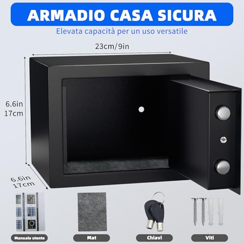 Thumbnail 4 de SINZUX Caja Fuerte 6.6L: Caja fuerte empotrable con doble cerrojo y alarma para hogar