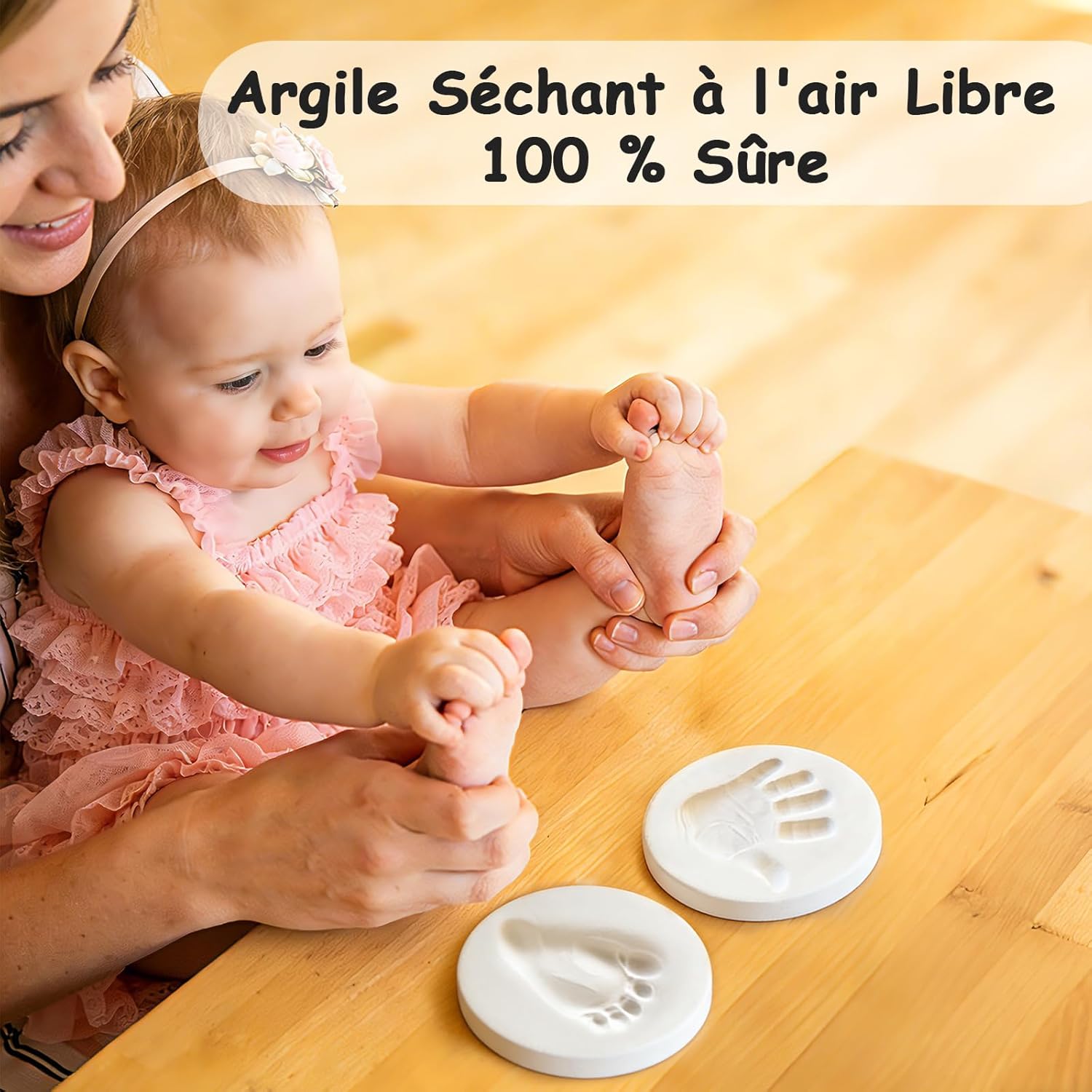 Thumbnail 2 de Yiukou Cadre Empreinte Main et Pied Bébé avec Argile – Kit personnalisé pour Naissance et Baby Shower