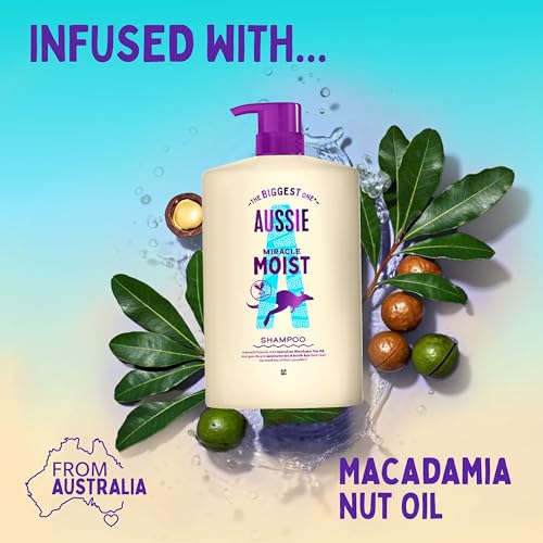Detalle 2 de Aussie Miracle Moist Shampoo 1L Pump to Restore Brittle & Dry Hair