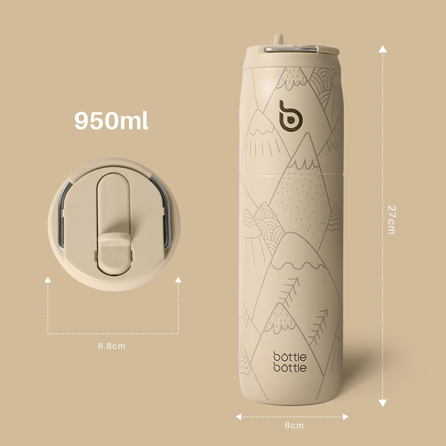 Thumbnail 3 de Bottle Bottle Insulated Water Bottle 950ml (32oz) with Straw Lid – Mountain Haze