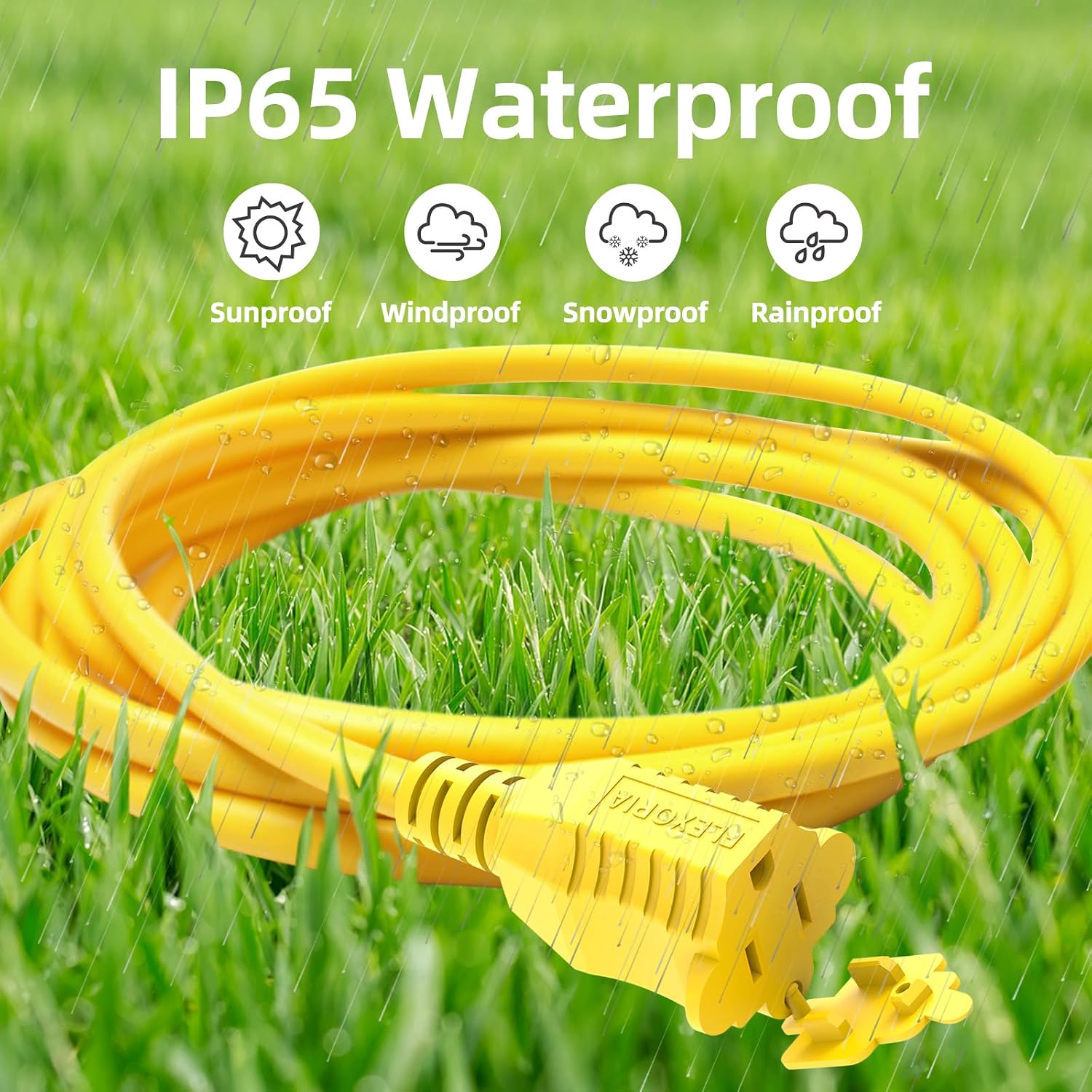 Thumbnail 1 de Flexoria FX-1012 12-Gauge Outdoor Extension Cord, 25 ft, 15A, Yellow