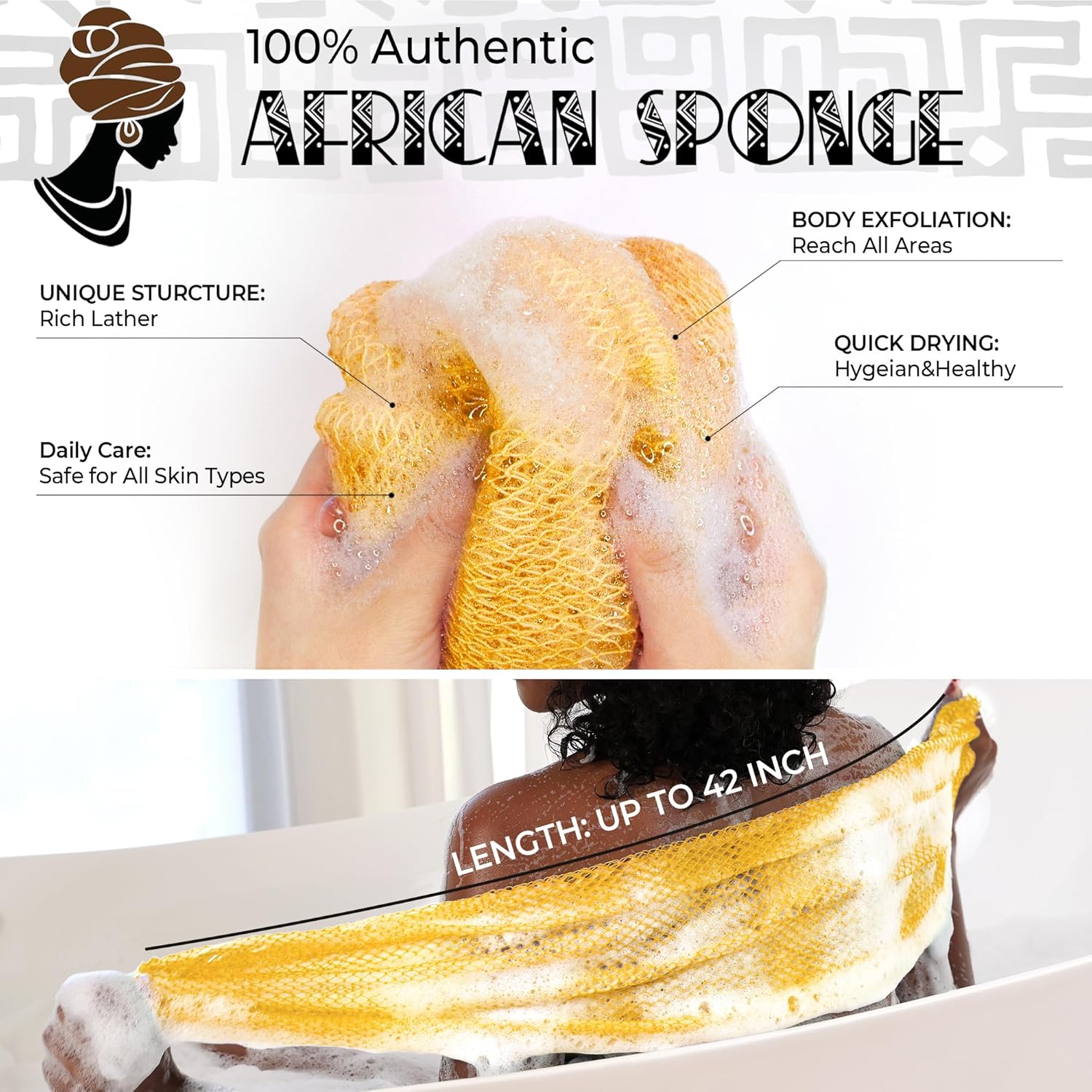 Detalle 2 de Real African Net Sponge 2-pack exfoliating sponges