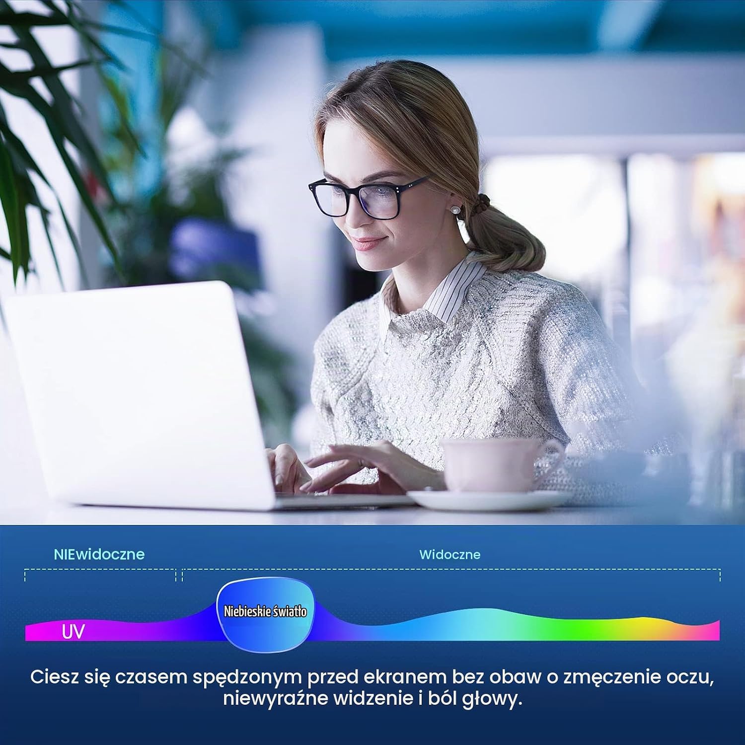 Detalle 2 de Occffy – lekkie okulary blokujące niebieskie światło do gier i ekranów