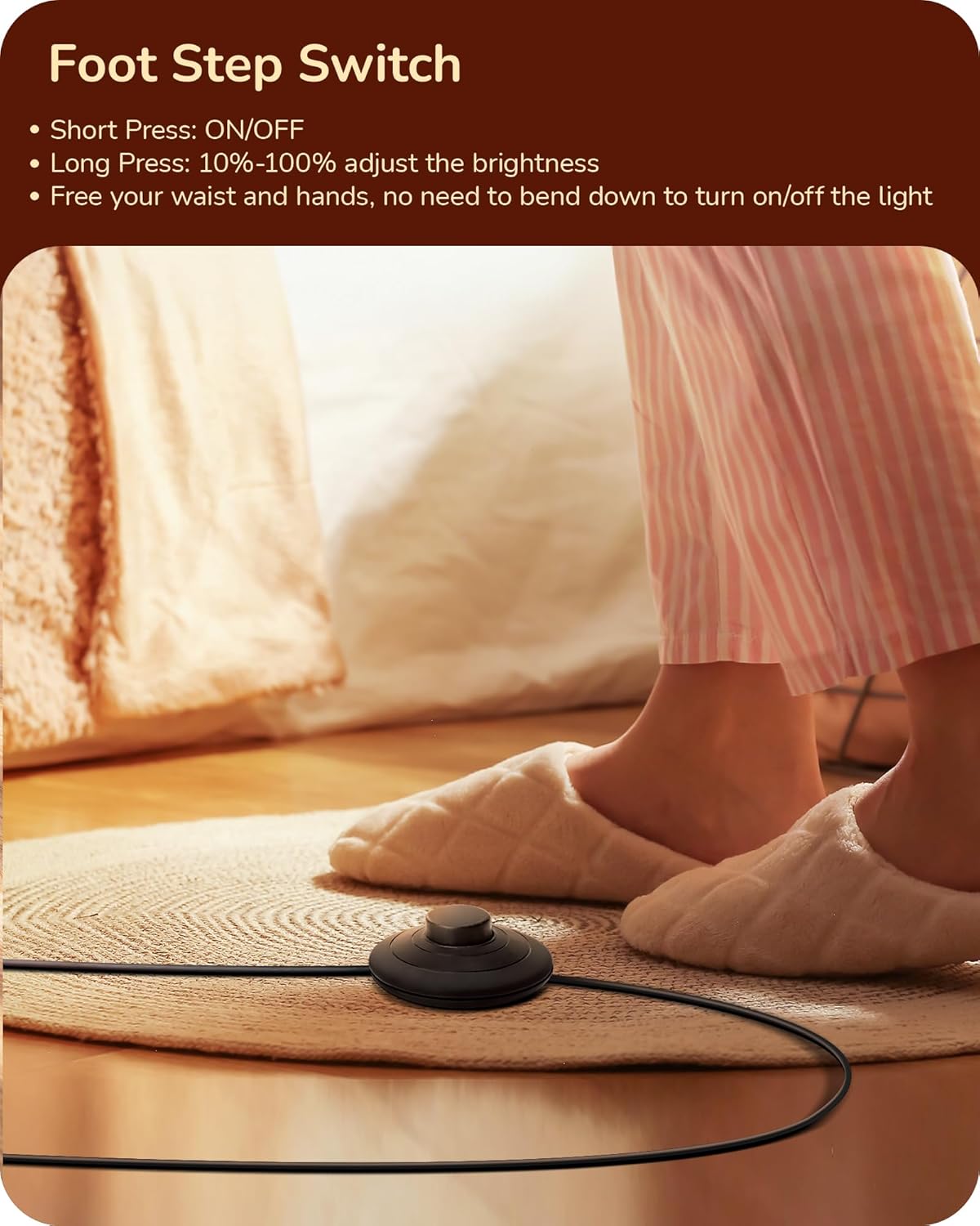 Thumbnail 4 de EDISHINE LED Floor Lamp (146cm) with Stepless Dimming and Foot Switch in Gold