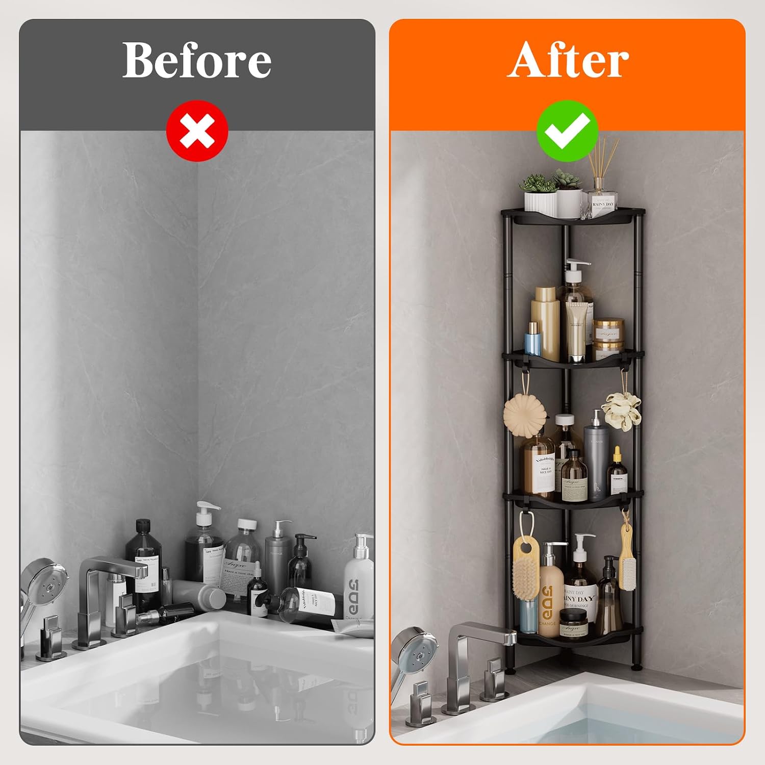 Thumbnail 6 de Lifewit 24209 Standing Shower Shelf, 4 Adjustable Shelves, Black