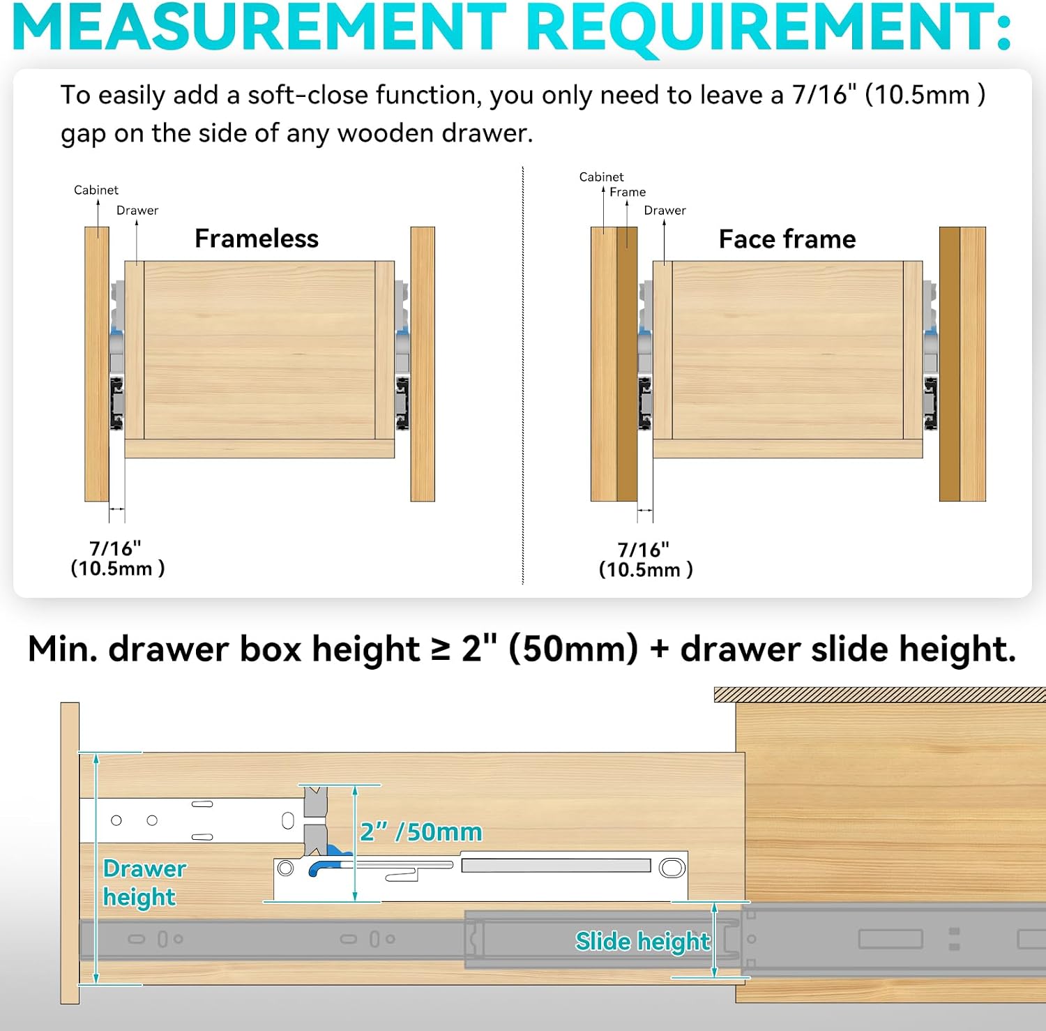 Thumbnail 3 de BAIDICE 5 Pair Universal Soft Close Drawer Adapters — Heavy-Duty Dampers for Full-Extension Drawers