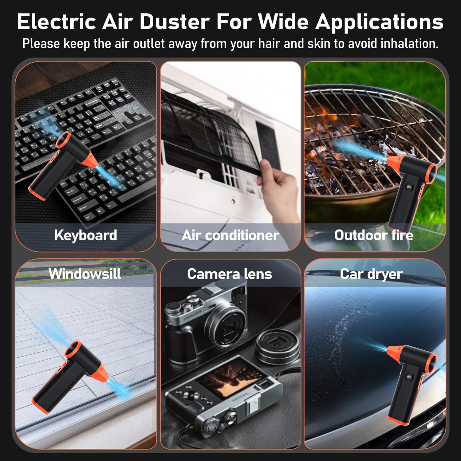 Thumbnail 6 de Larkeey Compressed Air Duster: 130000RPM Rechargeable Mini Jet for PC, Keyboard, Car and Home