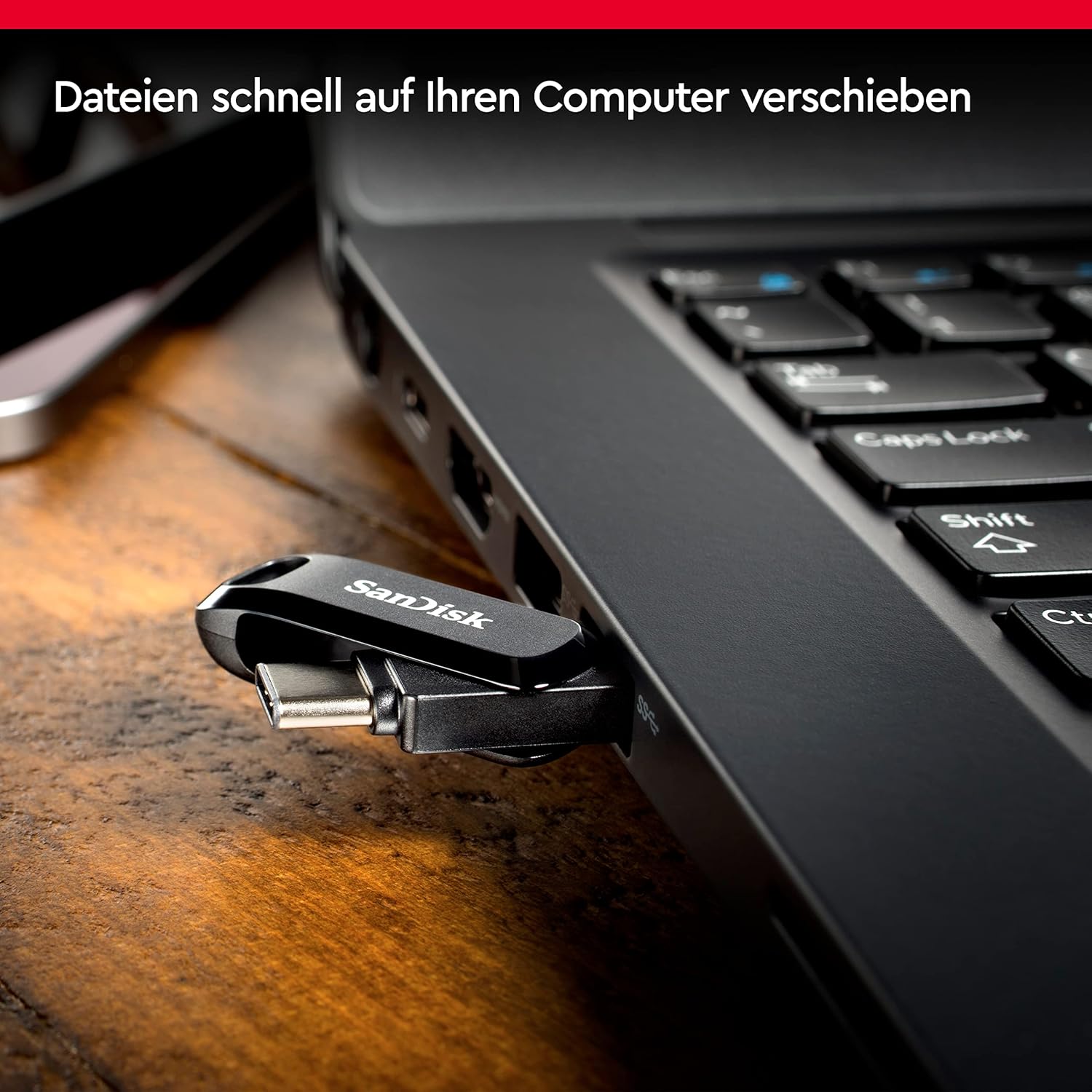 Detalle de SANDISK Ultra Dual Drive Go 128 GB – USB‑C & USB‑A Speicher für Android, 400 MB/s, als Schlüsselanhänger nutzbar