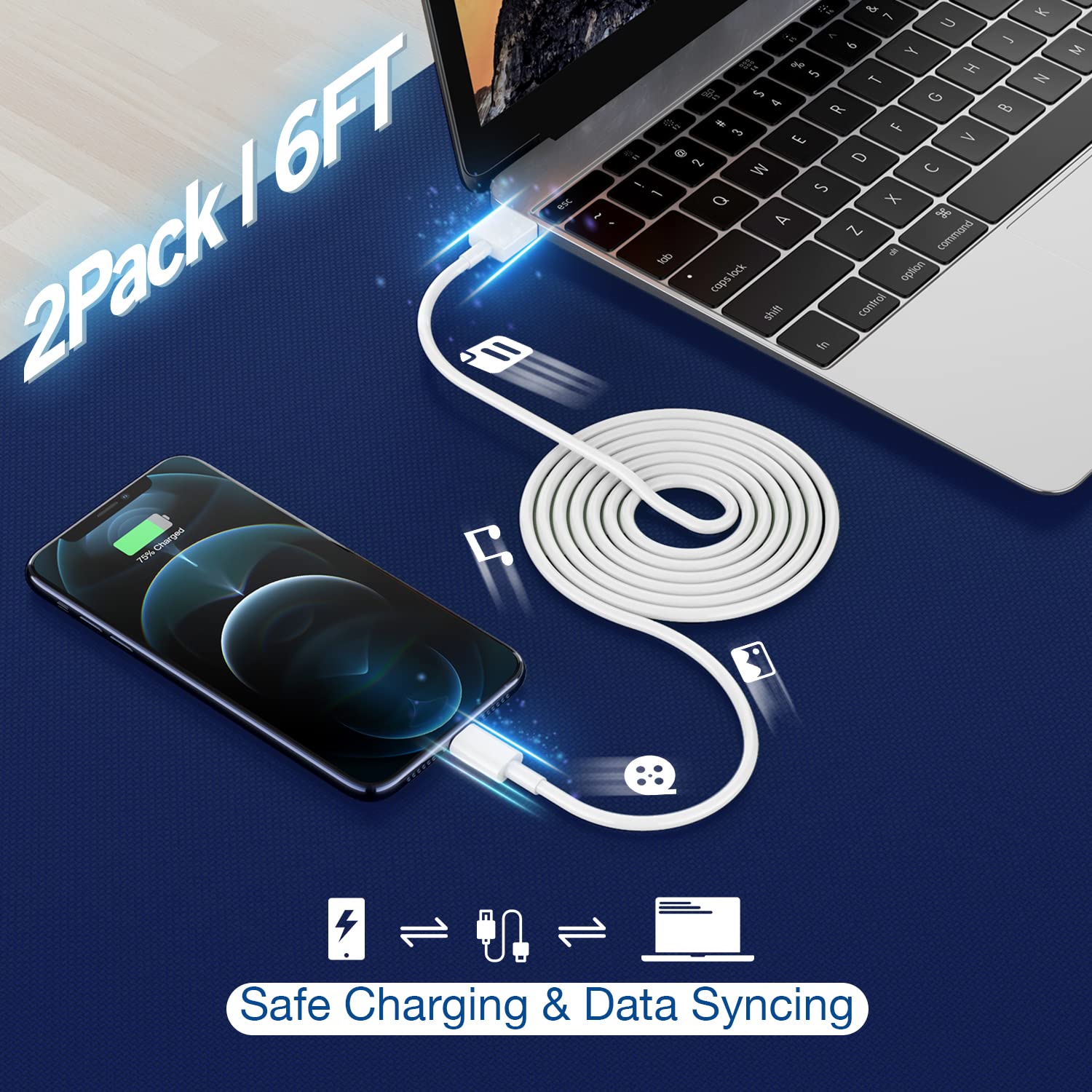 Thumbnail 1 de Cube iPhone Charger Travel 2Pack 6FT Lightning Cable