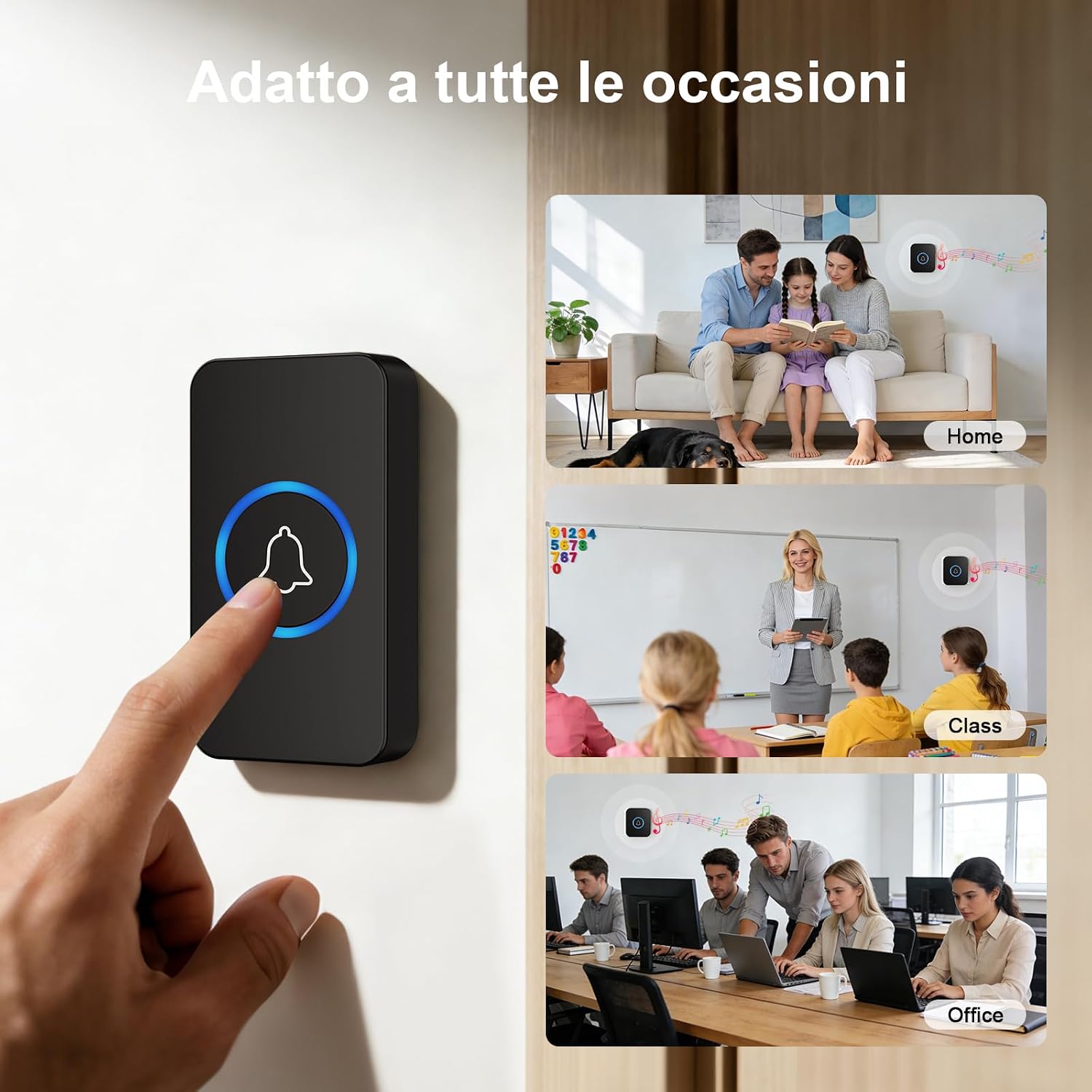 Thumbnail 5 de XNH Campanello Senza Fili con Portata 400 m: 36 melodie, 5 livelli di volume e sistema espandibile per casa e ufficio