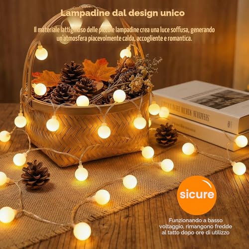 Detalle 2 de Giliwosy Catena Luminosa Esterno Interno 120LEDs 20M – lucine LED a batteria ricaricabile 3600mAh, 8 modalità, timer e IP65