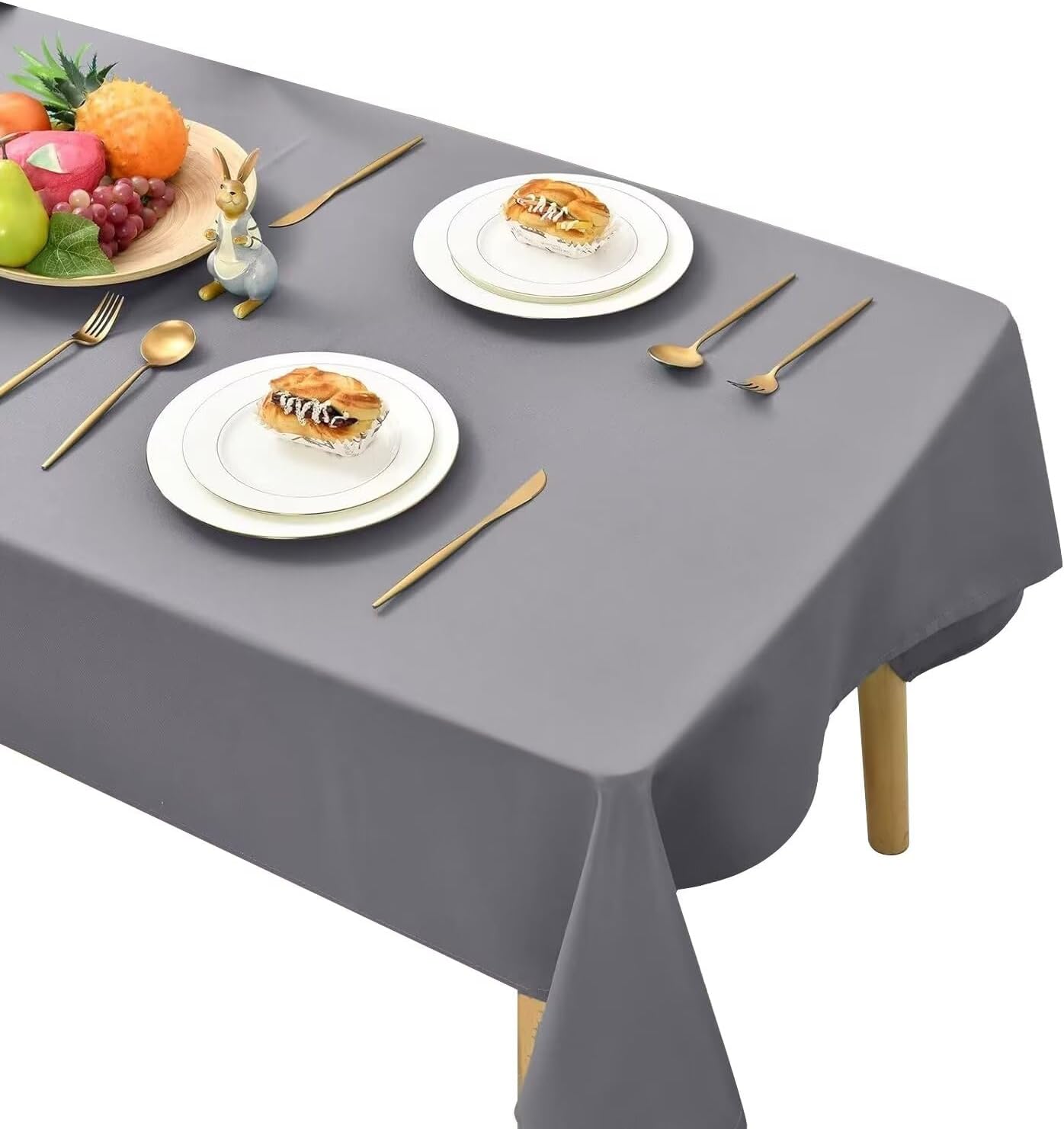 Thumbnail 6 de Hiasan nappe rectangulaire anti-taches lavable 140x300 cm gris pour extérieur, jardin et repas