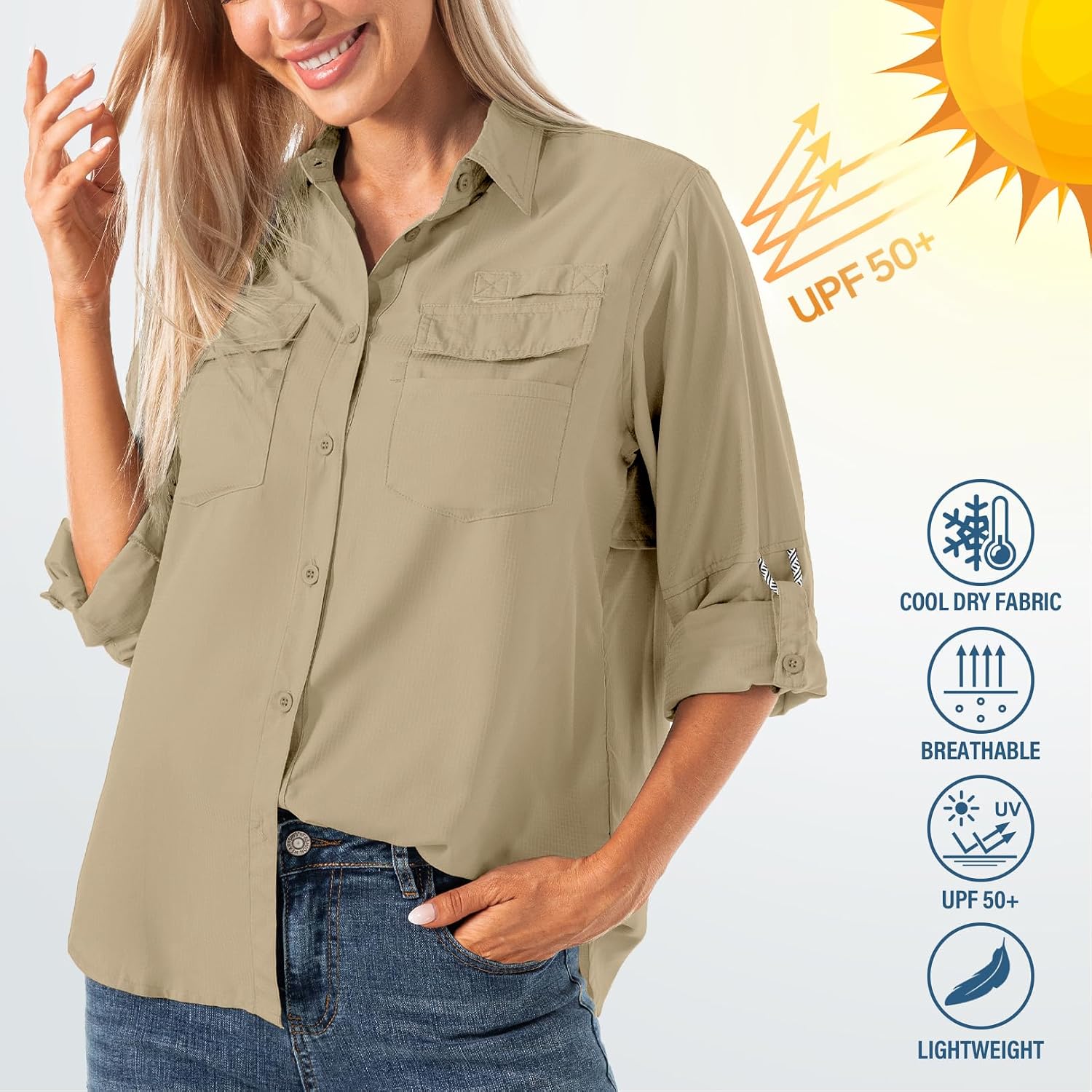 Thumbnail 5 de Jessie Kidden Women’s Safari Shirts Long Sleeve with UPF 40 Sun Protection