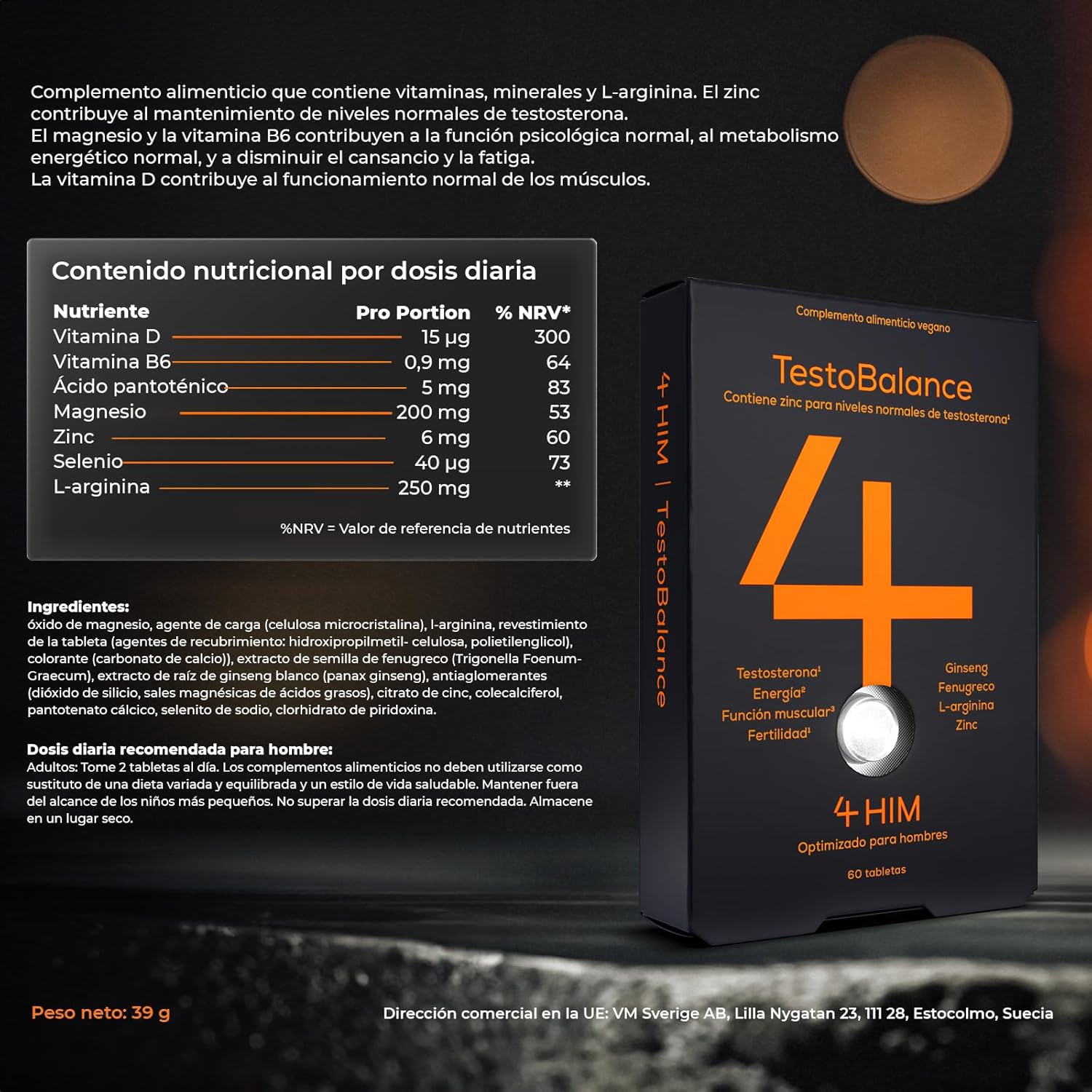 Thumbnail 7 de 4 HIM TestoBalance - Vitalidad y Fuerza con Zinc, Magnesio y Ginseng 💪