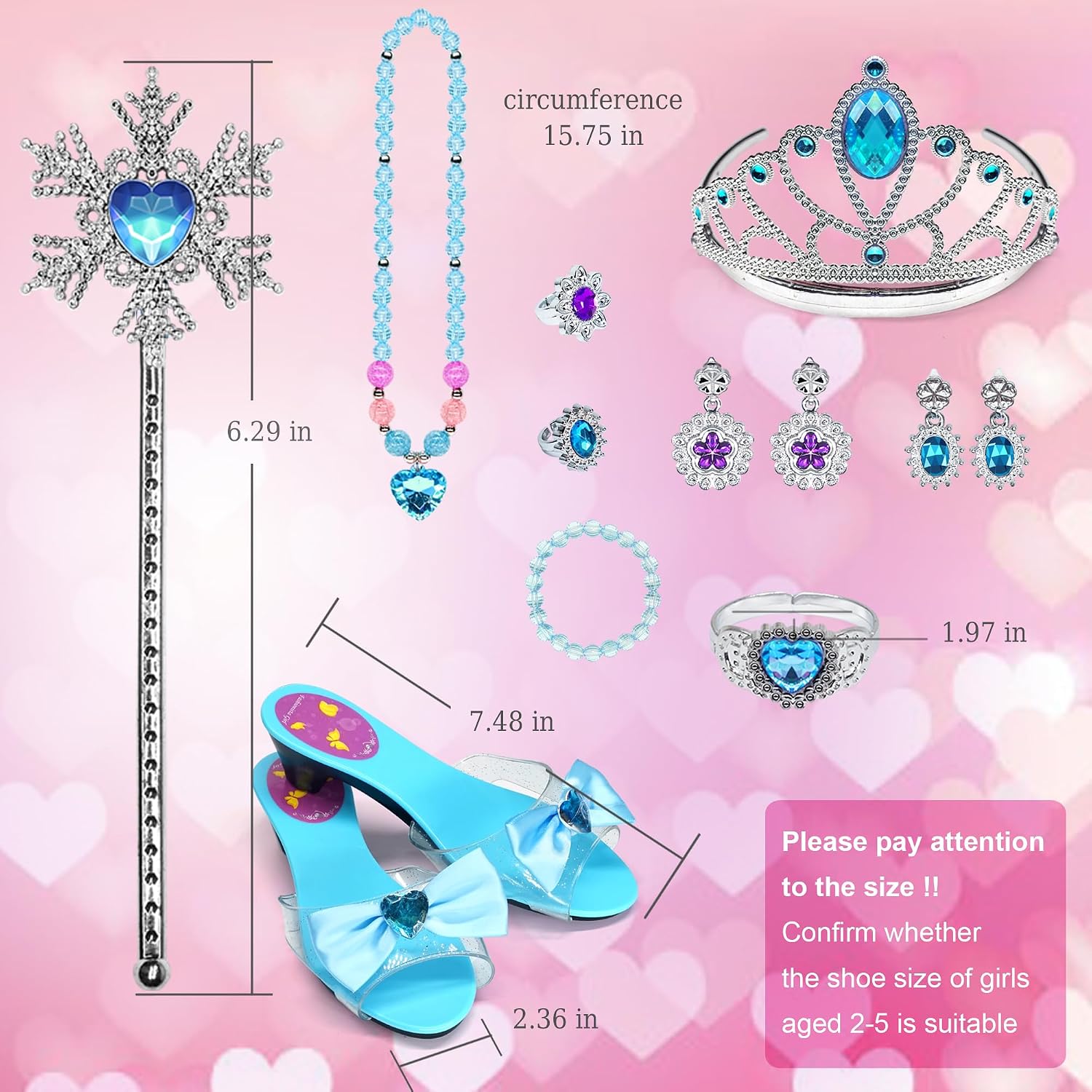 Detalle de Amerrly Z004 prinsessenset met 4 paar schoenen en 2 sieradensets