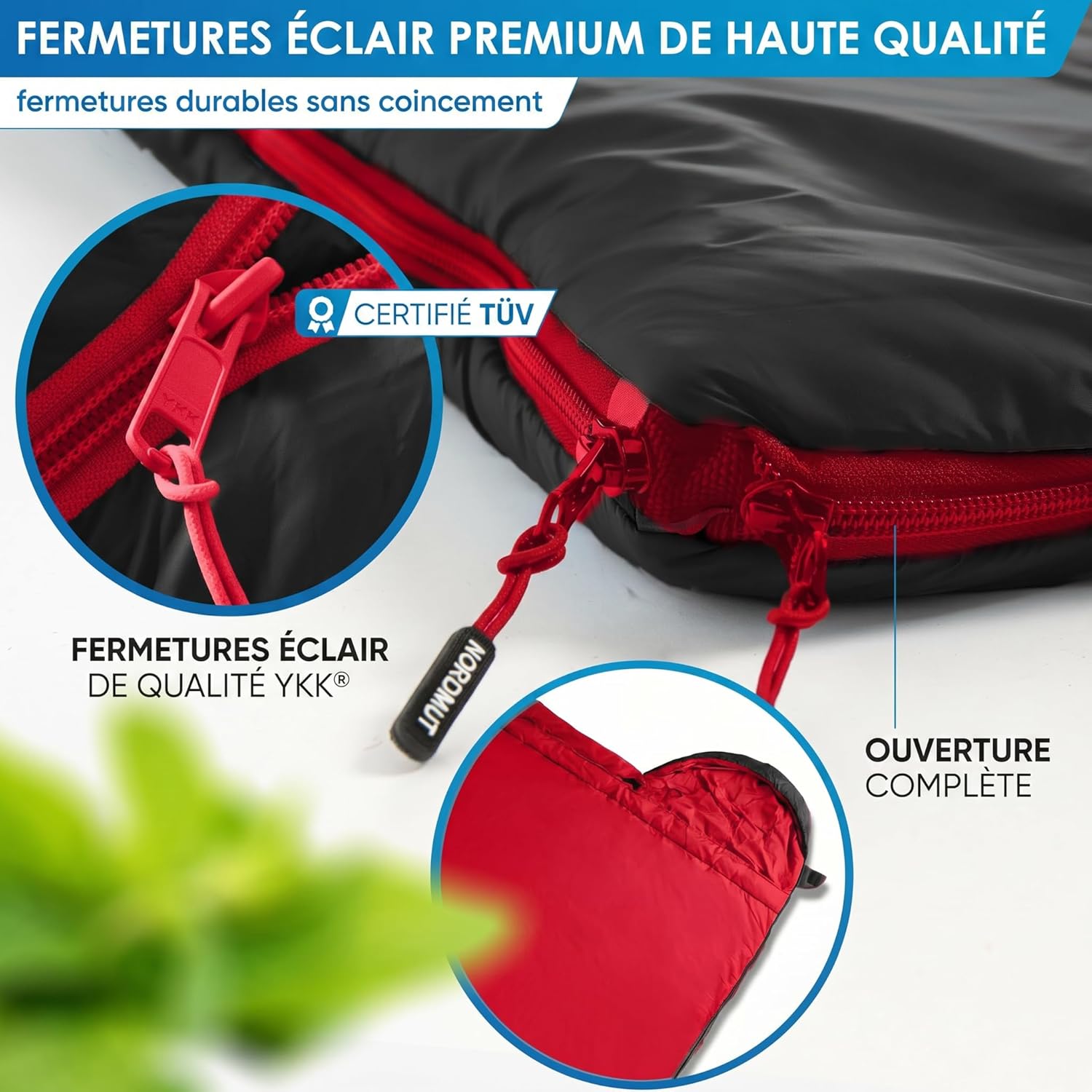 Thumbnail 2 de NORDMUT Sac de Couchage Couverture Adulte – 220 x 80 cm, ultra‑léger et compact (1600 g) avec fermeture éclair YKK double sens