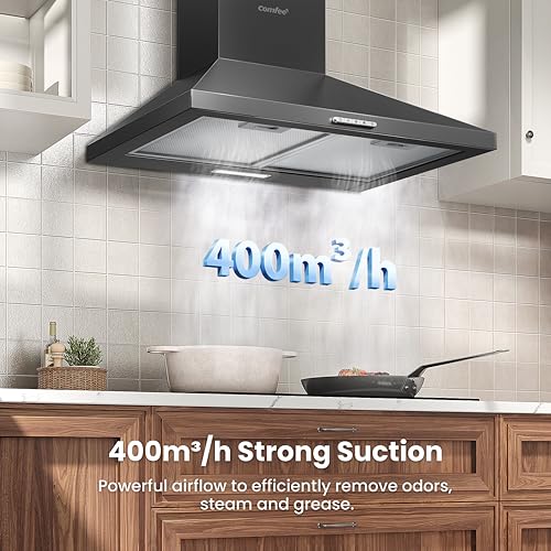 Thumbnail 1 de COMFEE' 60cm Chimney Cooker Hood (Wall Mounted) in Black