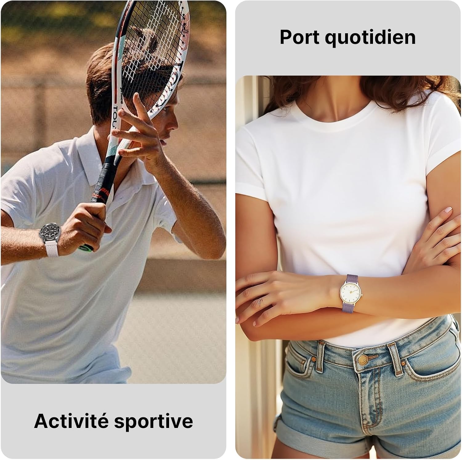 Thumbnail 6 de Fullmosa Bracelet Montre 20 mm en Nylon Élastique—2 Pack, Compatible Garmin (Forerunner 55/165/245/645, Vivoactive 6/5, Venu/Venu 2 Plus) et longueurs ajustables