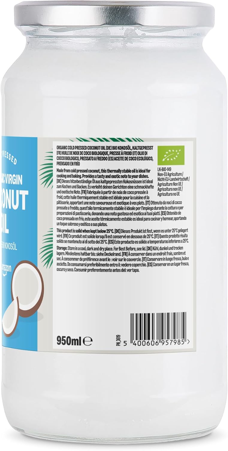 Detalle de Olio di cocco vergine biologico, 950 ml di by Amazon