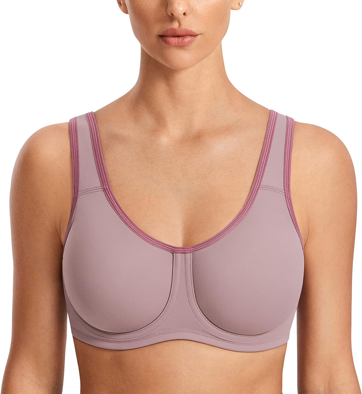 Detalle de SYROKAN Women’s Max Control Solid High Impact Plus Size Underwire Sports Bra (for Large Breasts)