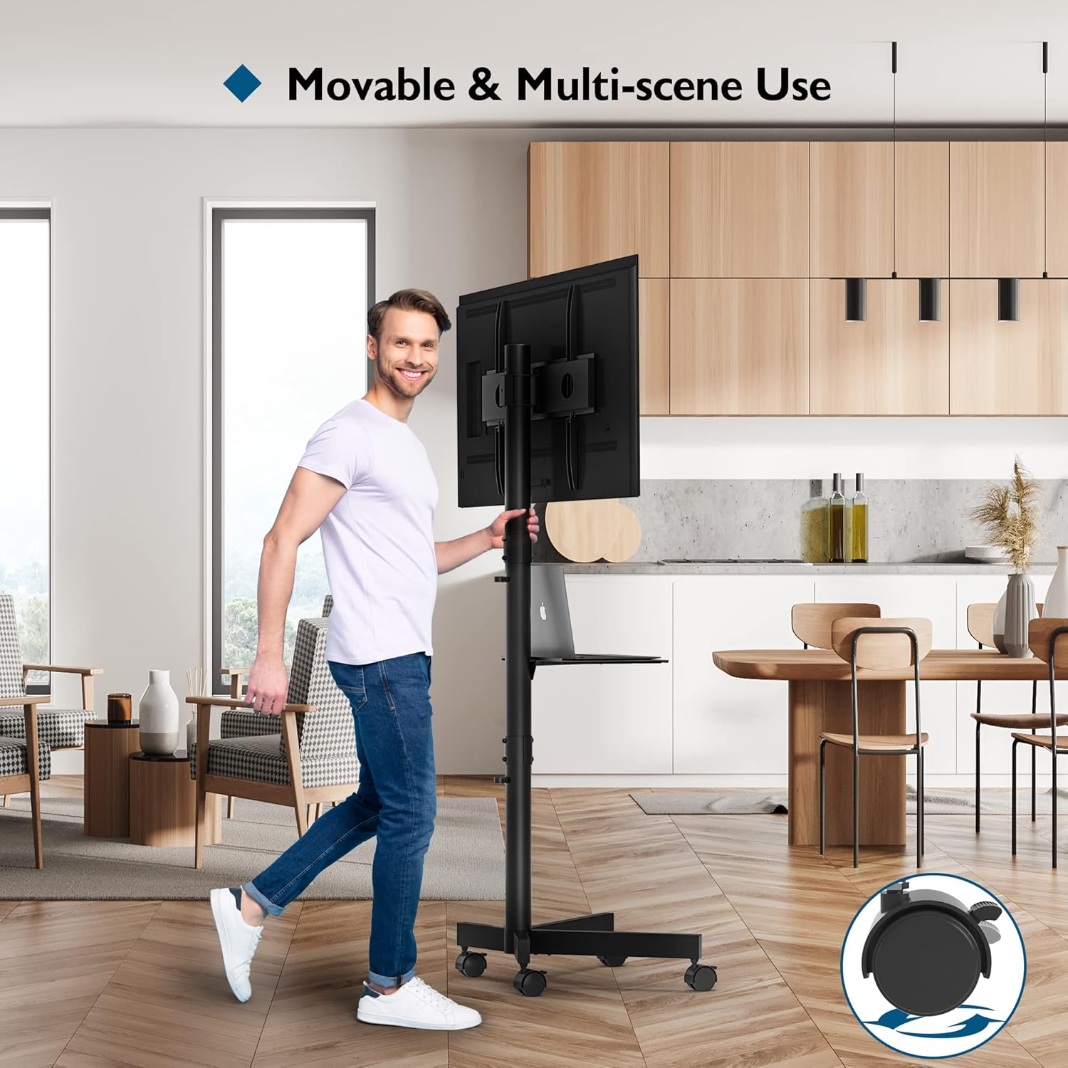Thumbnail 1 de BONTEC TV Ständer Rollbar 23–60 Zoll Höhenverstellbar