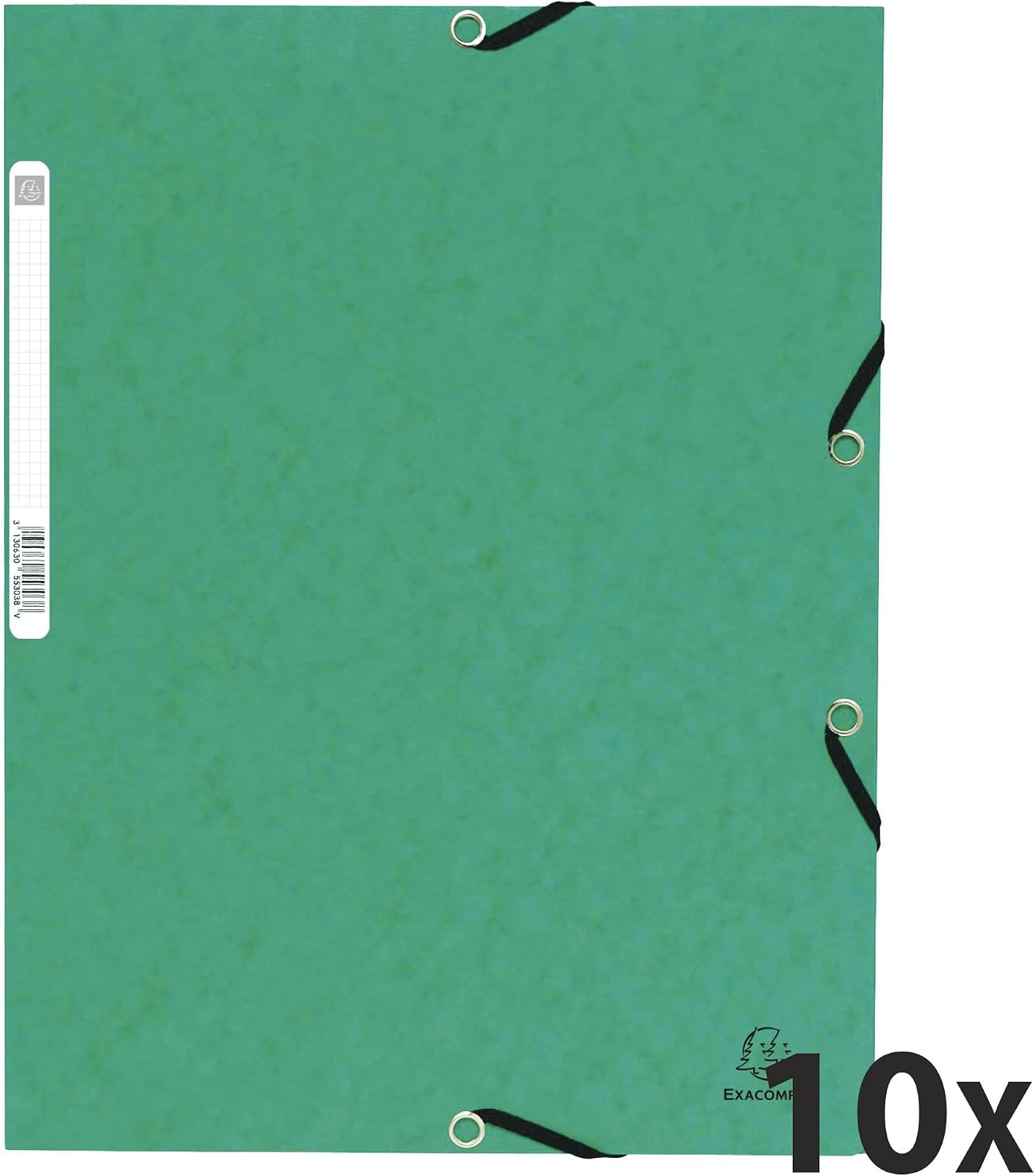 Thumbnail 1 de Exacompta 55303E – Paquet de 10 chemises à élastiques vertes 24 x 32 cm (A4) – pochettes 3 rabats, carte lustrée 355 g/m2