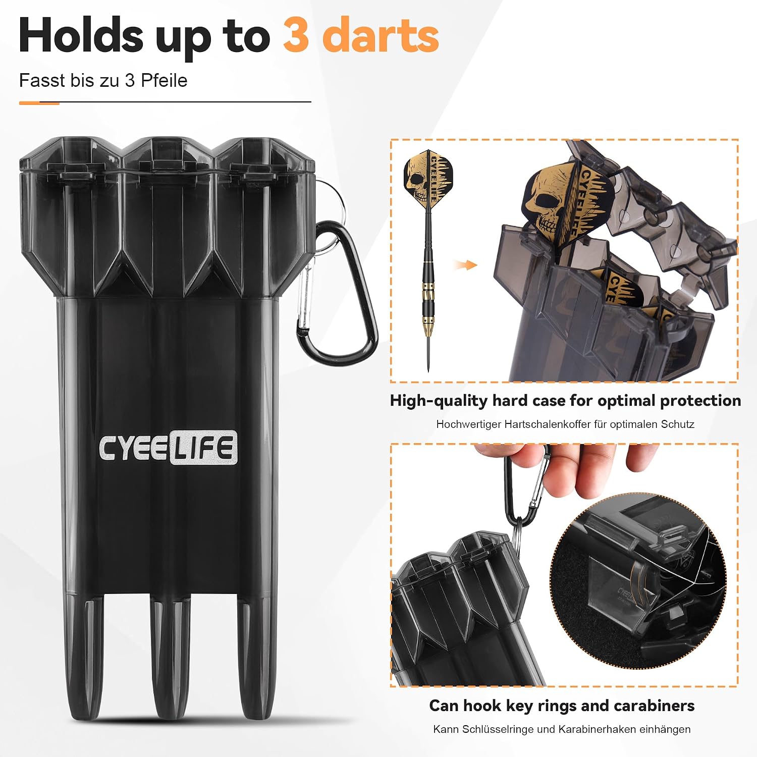 Detalle de CyeeLife stalen darts van 24 g met messing barrels, skeletflights en koffer