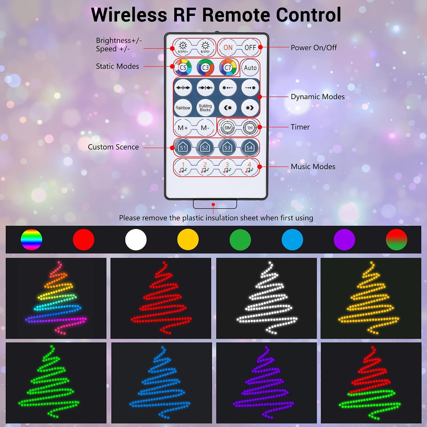 Detalle de Toodour LED0827406 RGB Cone Tree Lights, 8 ft, 406 LEDs, App and Music Sync