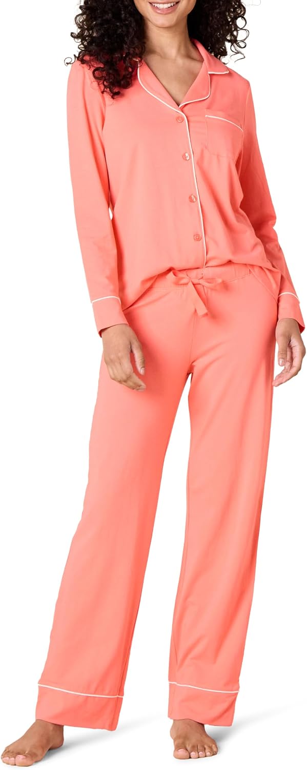 Detalle de Amazon Essentials Damen Schlafanzug-Set Baumwollmodal langärmliges Shirt und Lange Hose