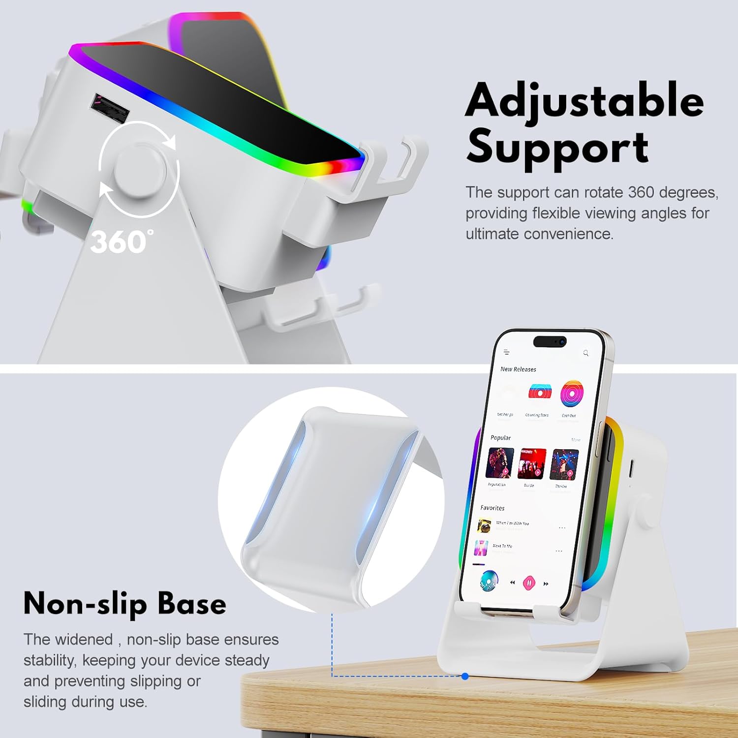 Thumbnail 3 de Wireless Induction Audio Bluetooth Speaker: 4-in-1 Design (Square - White)