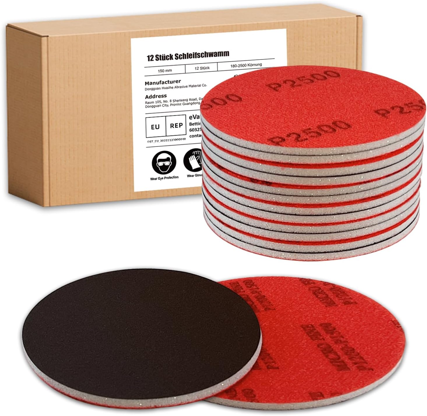 Detalle de Geogieew slipsvampar, 12-pack med korn P180–P2500 för våt- och torrslipning