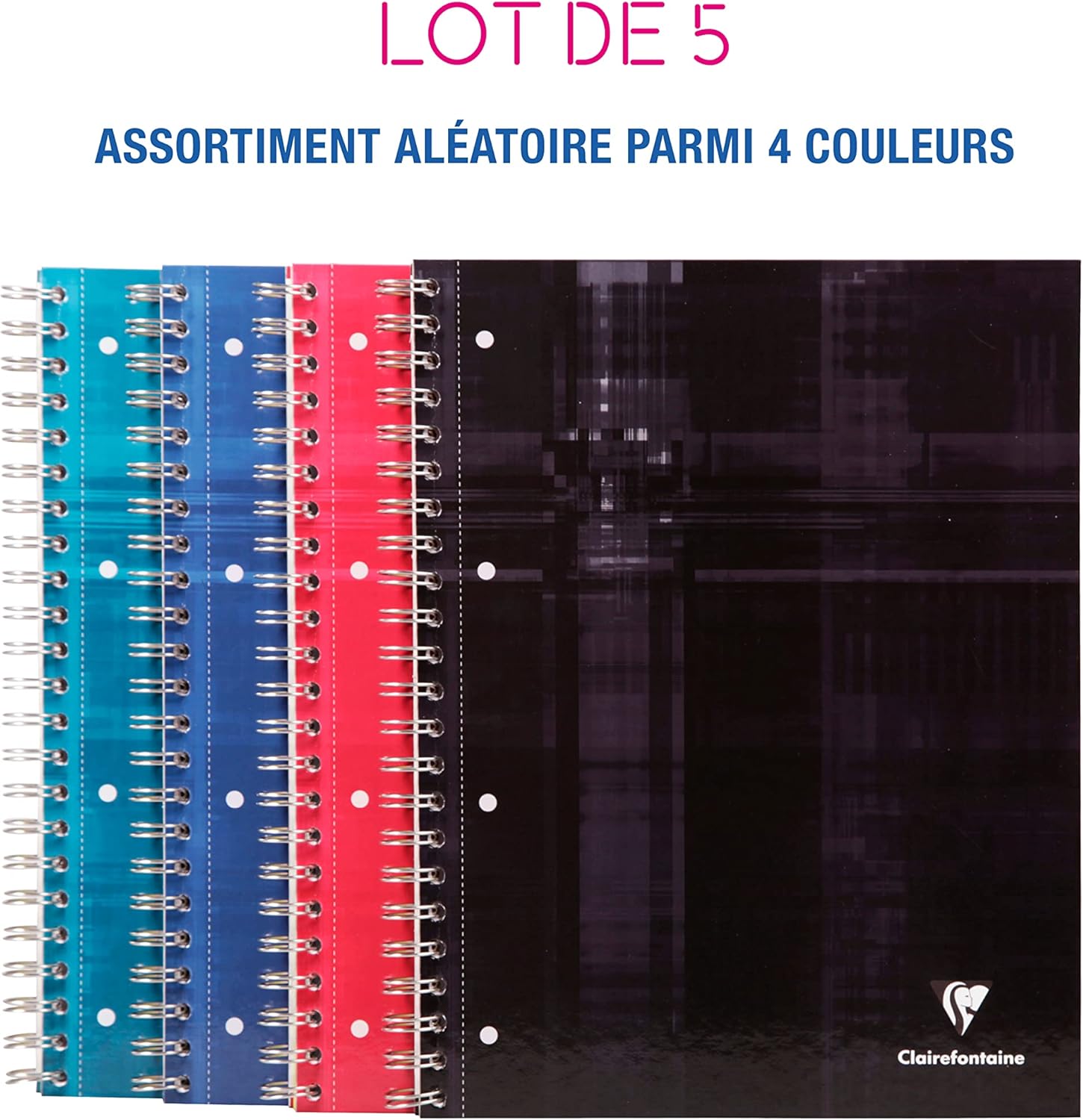 Thumbnail 1 de Clairefontaine 8211C Lot de 5 Cahiers Bind'O Block A4+ 22,5 x 29,7 cm — 160 Pages détachables perforées (Grands Carreaux Cadrées) — Couverture Rigide
