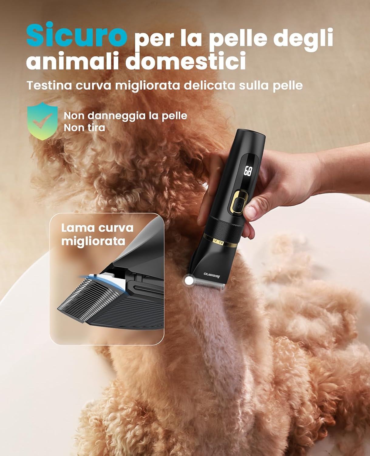 Detalle de oneisall Tosatrice silenziosa per cani e gatti Aggiornamento Pro 2000mAh ricaricabile con IPX7