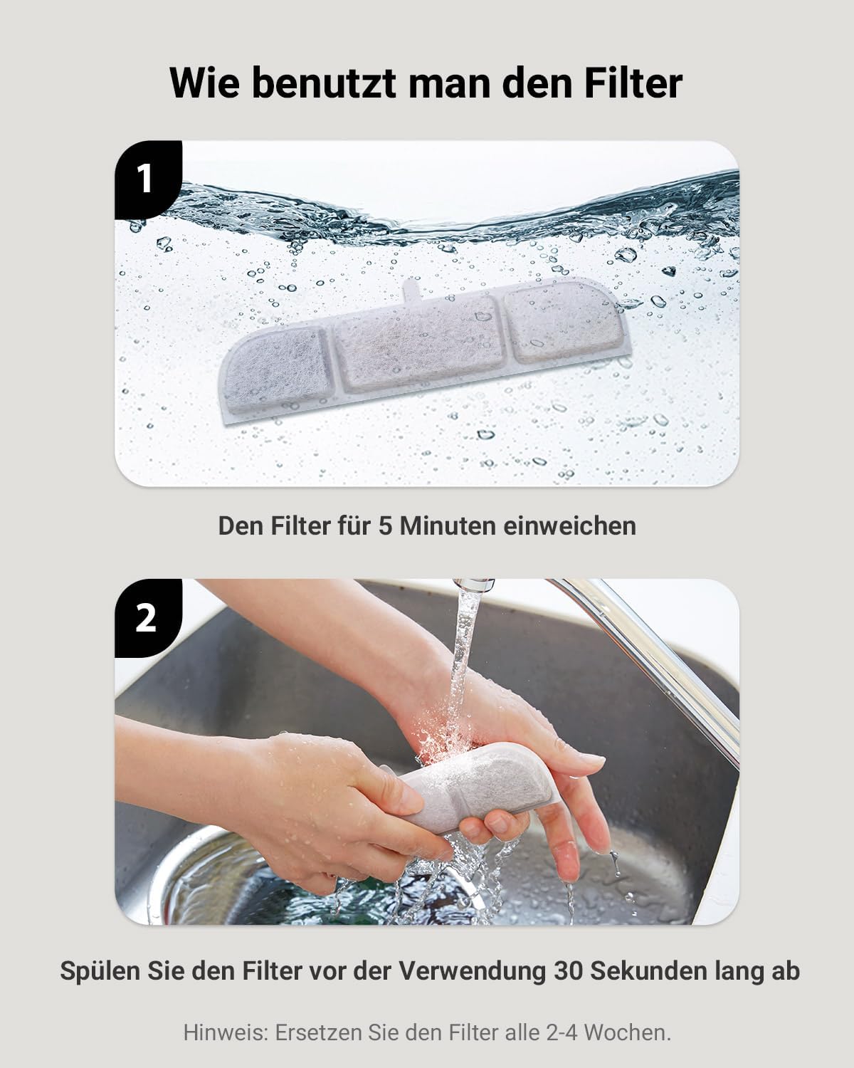Detalle 2 de DownyPaws Katzenbrunnen Ersatzfilter 6er Set DPWFP6