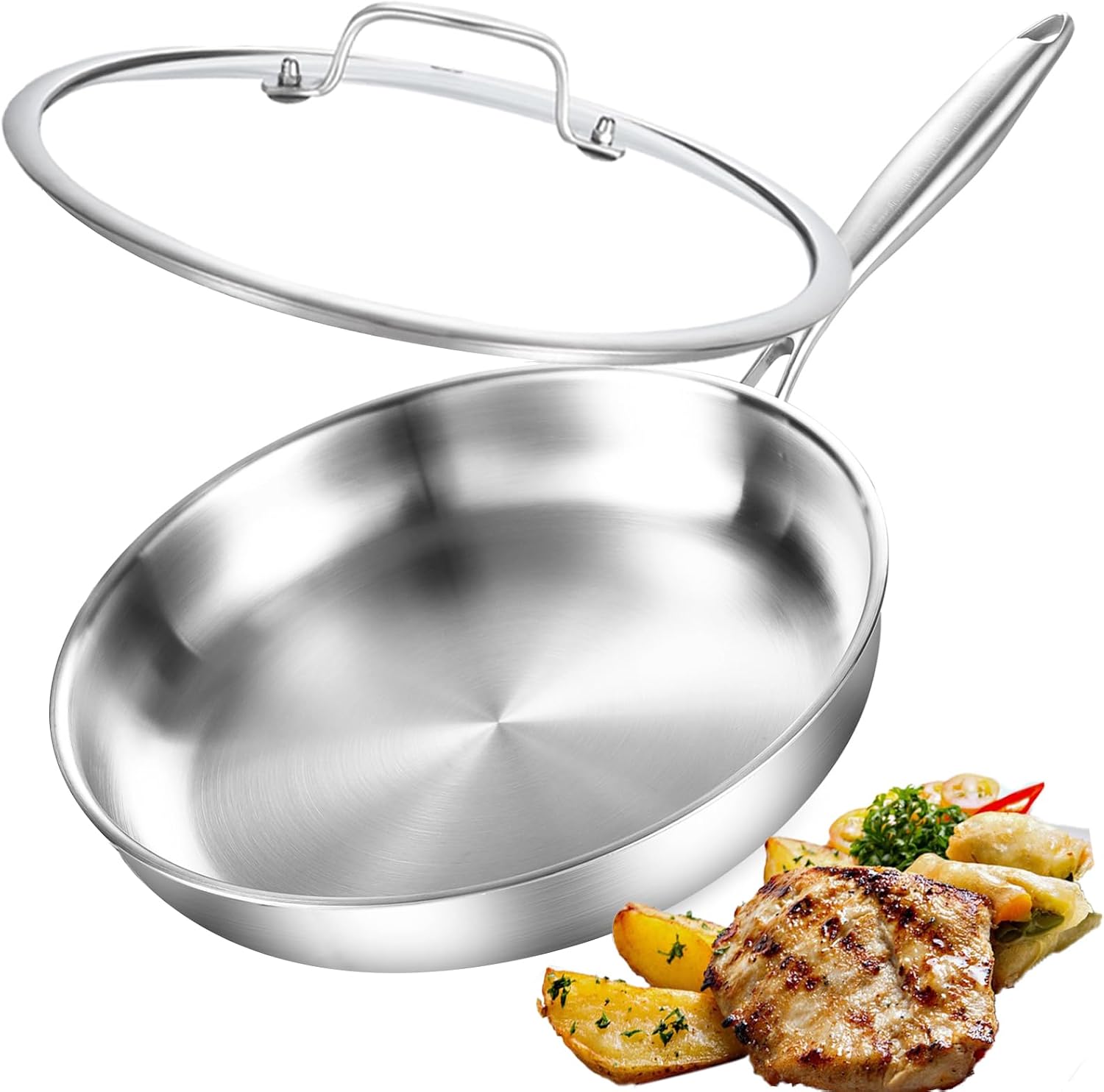 Detalle de DELARLOCHEF Edelstahlpfanne 28 cm mit Deckel