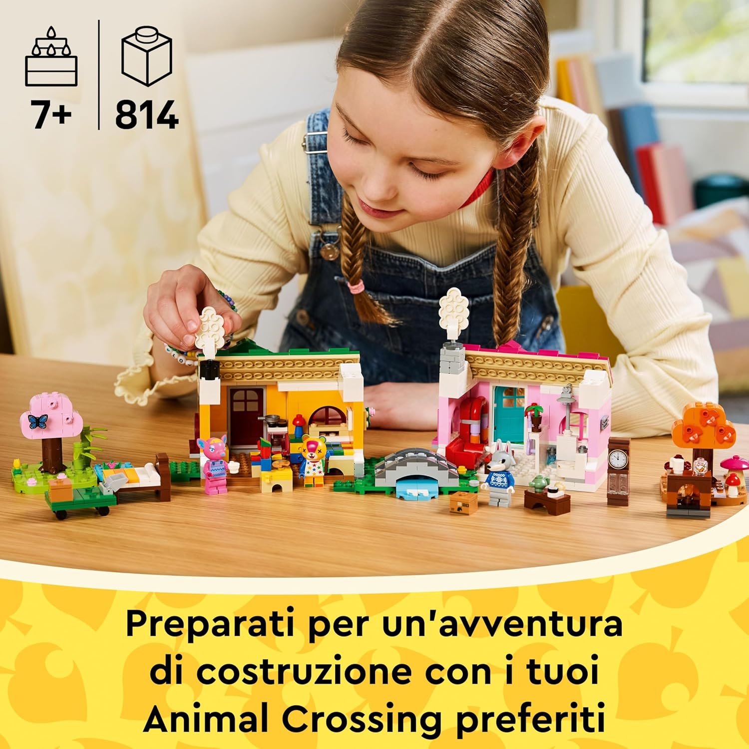 Detalle de LEGO Animal Crossing Case Creative: le Quattro Stagioni 77057 (2 in 1) con minifigure Toppetta, Fuxia e Zanna