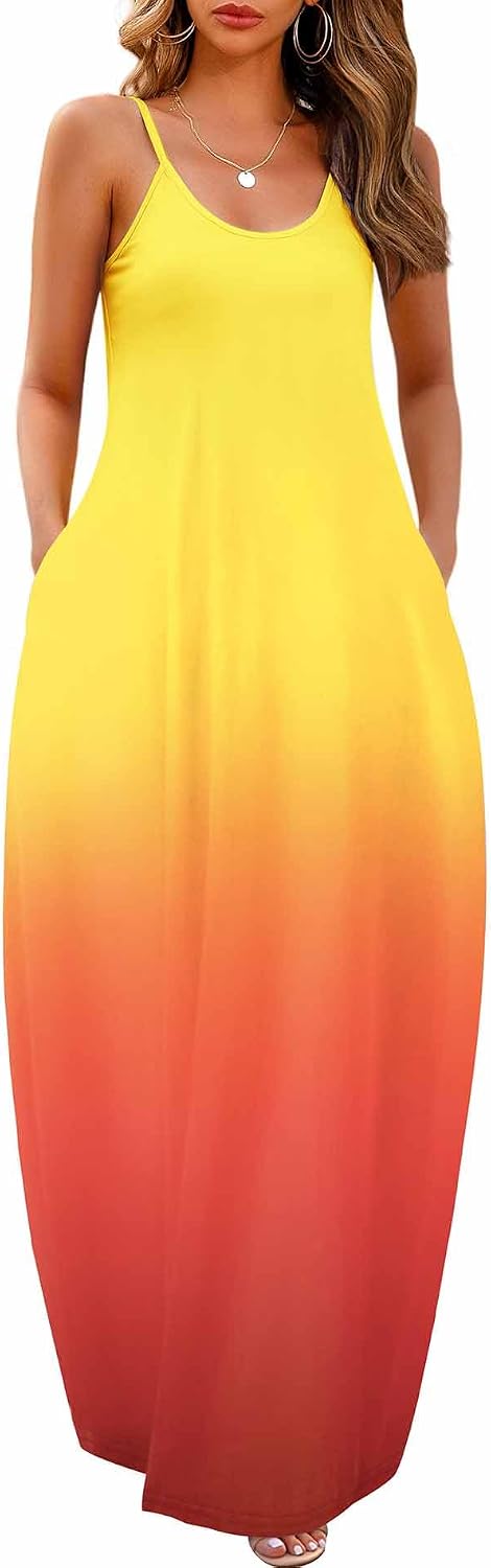 Detalle de Wolddress Women’s Maxi Dress with Pockets (S–5X) — Casual Strap Long Dress for Work, Summer & Travel