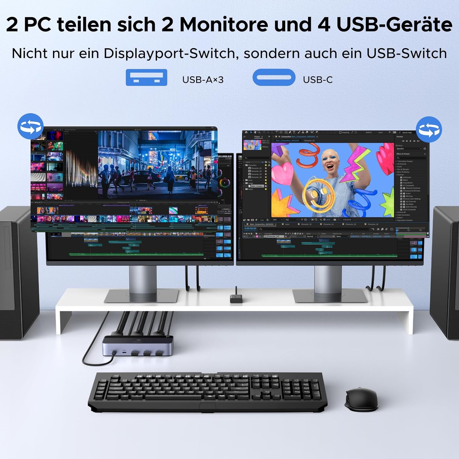 Thumbnail 1 de UGREEN Displayport KVM Switch 2 PC 2 Monitore 8K60Hz KVM Umschalter