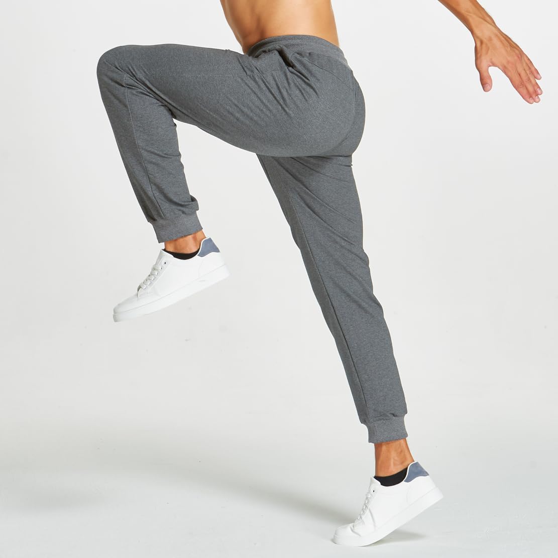 Detalle de ZOXOZ pantaloni sportivi uomo in cotone con elastico in vita e tasche con zip