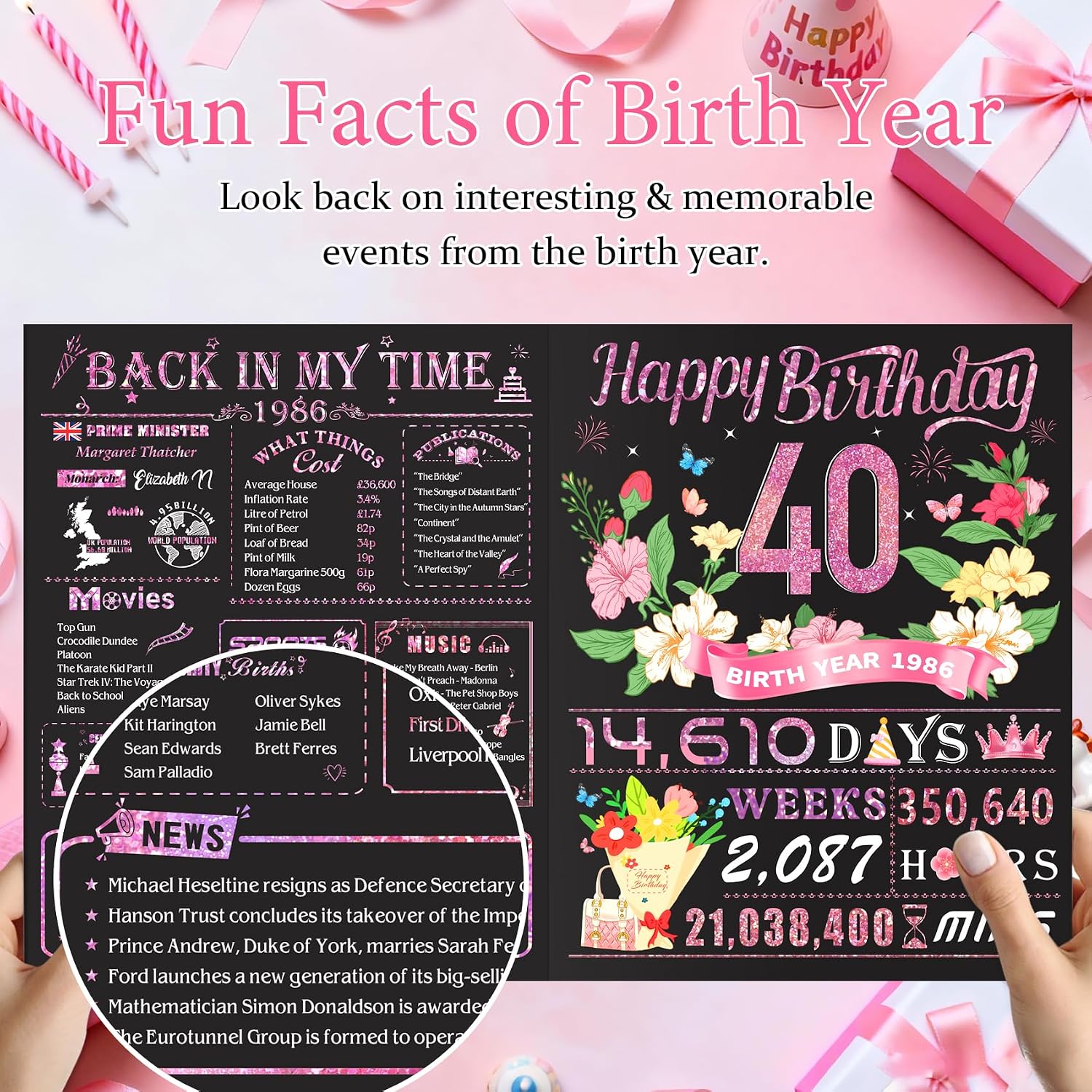 Detalle de Awrmoo 40th Birthday Cards for Women – 3D Pop Up 40 Symbol in Rose Gold, with Hot Stamping Cover