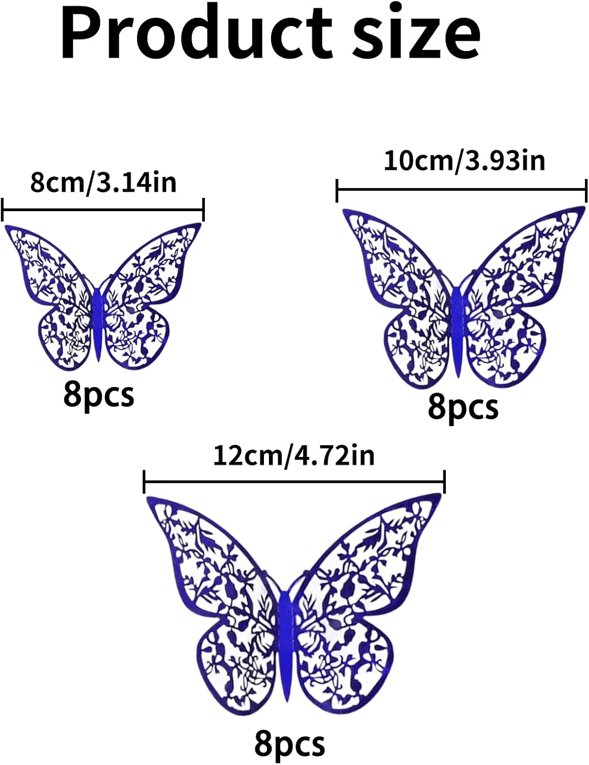 Detalle 2 de PAITOK 3D Butterfly Wall Stickers (24pcs, 3 sizes) – Blue