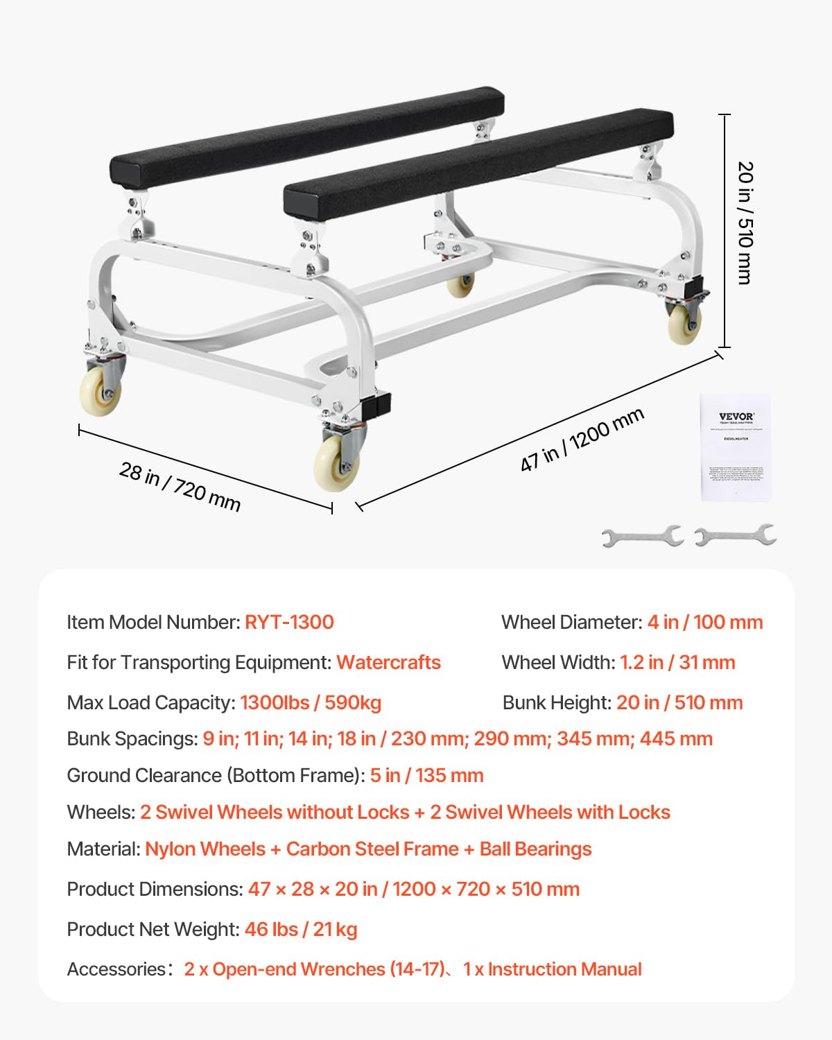 Thumbnail 6 de VEVOR Carrello per Moto d'Acqua Watercraft PWC: capacità elevata e trasporto stabile