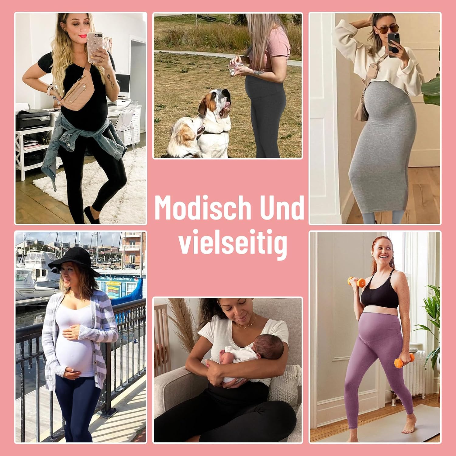 Thumbnail 4 de AMIYOYO Damen High-Waist Schwangerschaftslegging mit Blickdichte